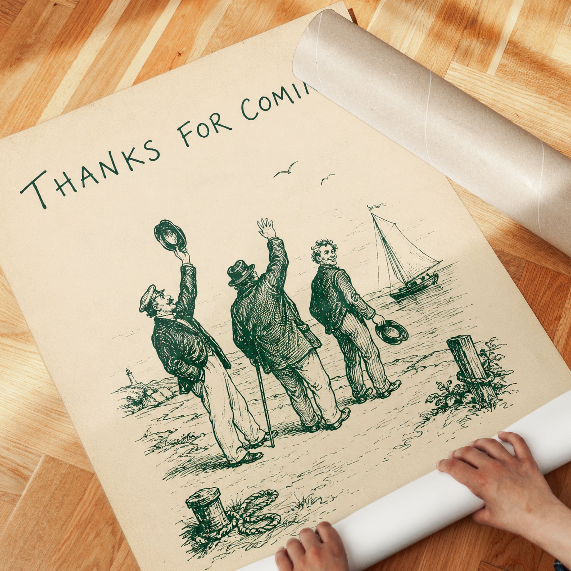 Vintage Nautical Thank You Print - detail