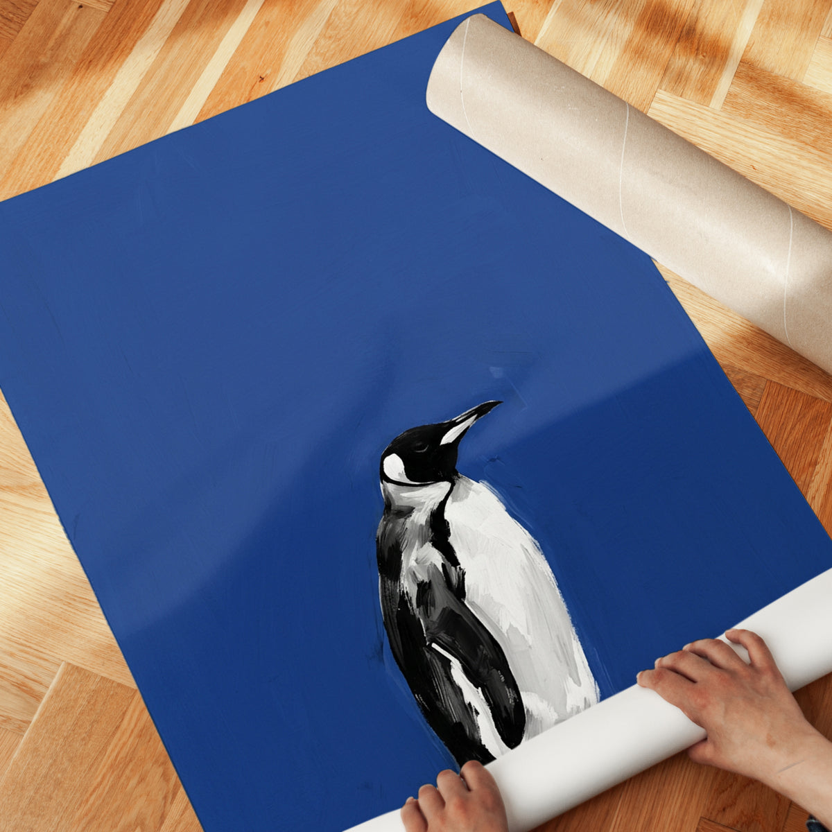 Bold Penguin Art Print – Painterly Animal Wall Art - detail