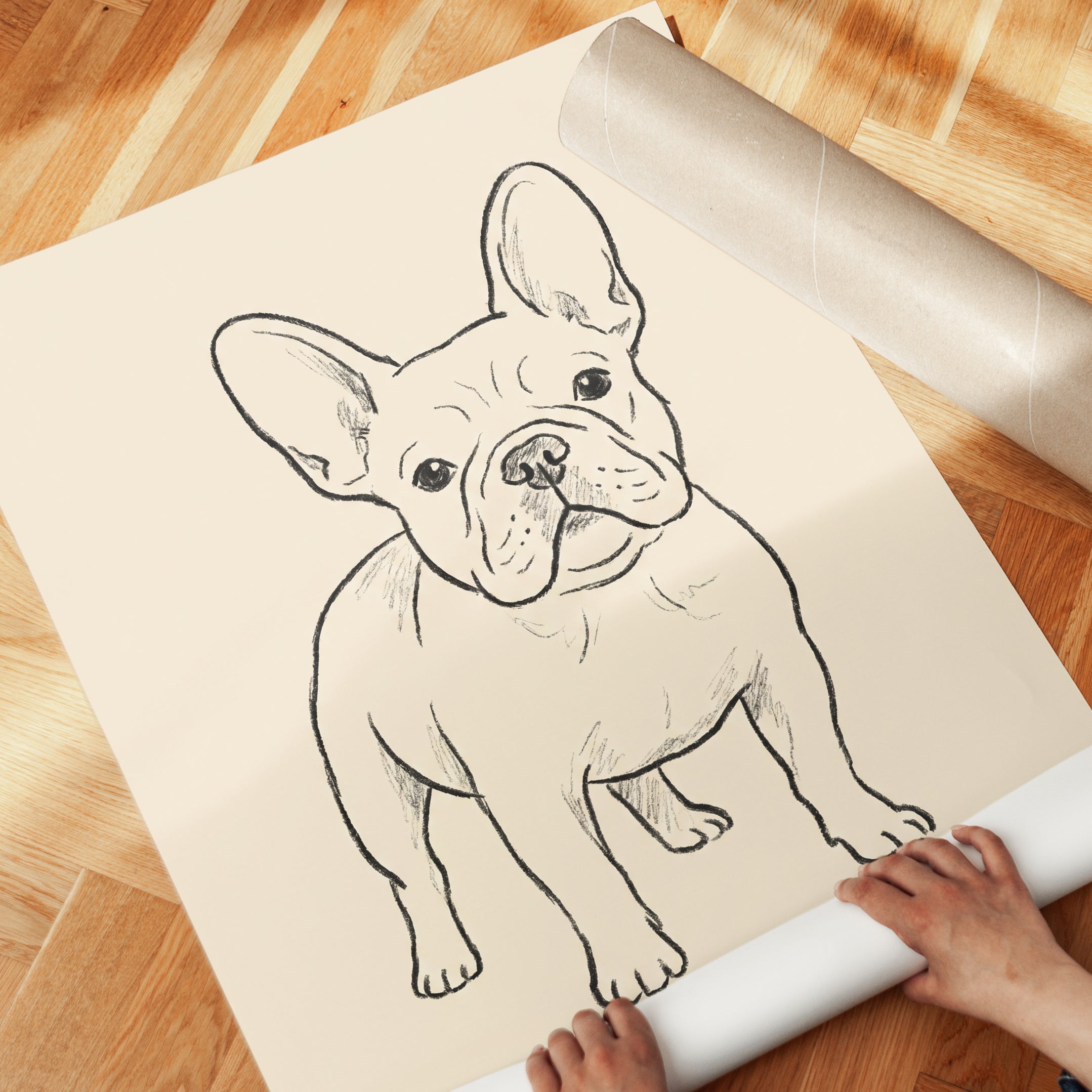 French Bulldog Minimalist Line Art Print — Hand-Drawn Sketch - detail