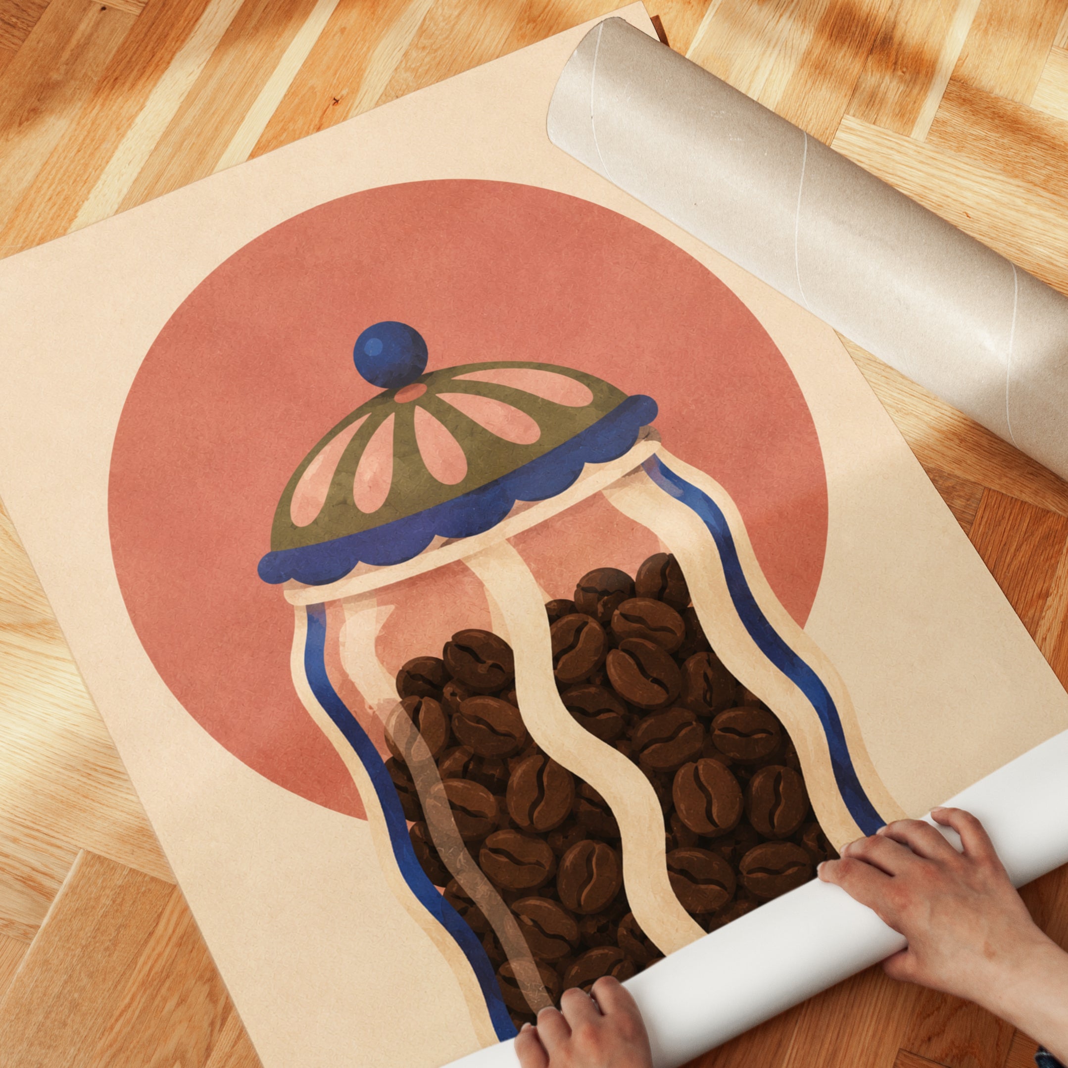 Retro Coffee Jar Print - detail