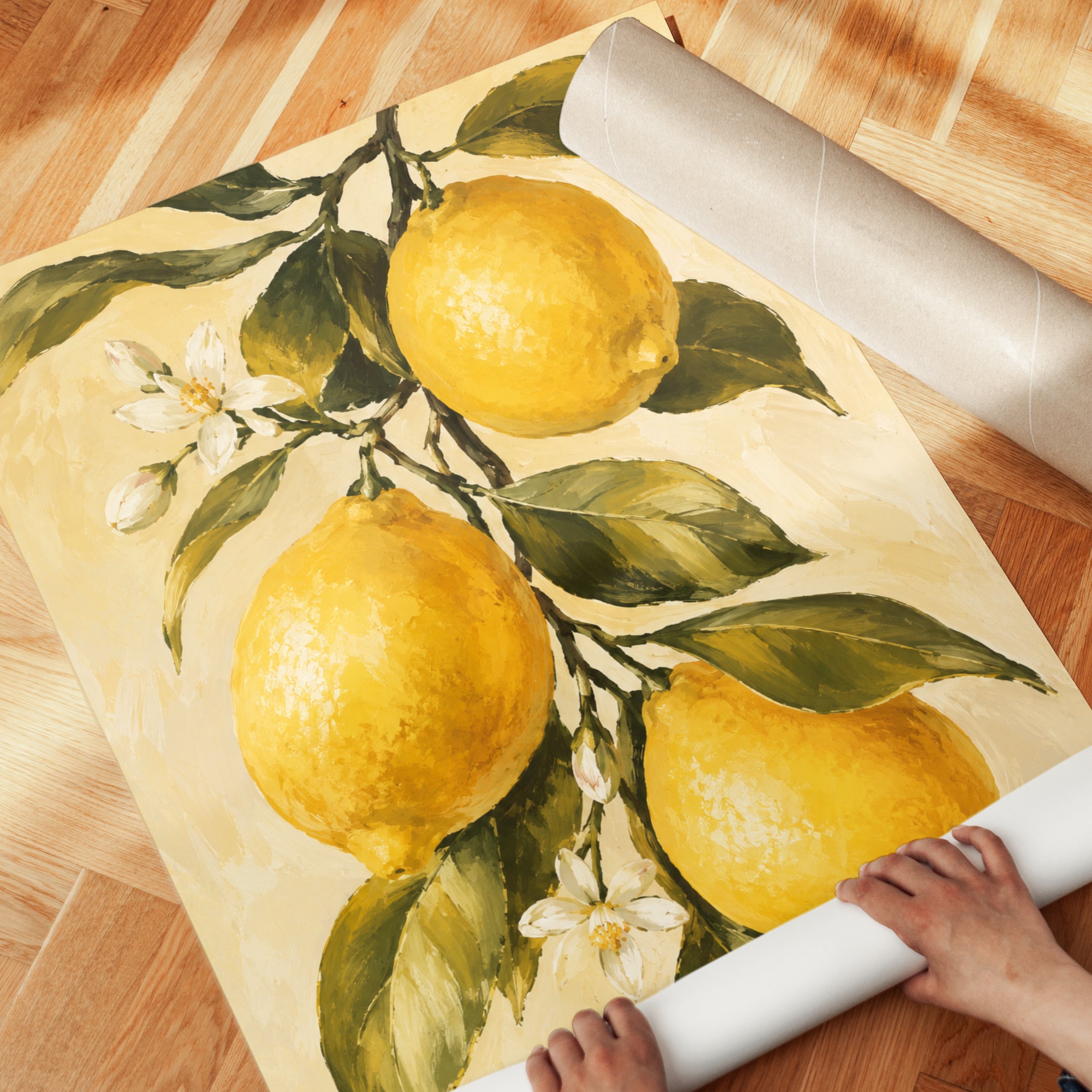 Lemon Botanical Print – Citrus Wall Art - detail