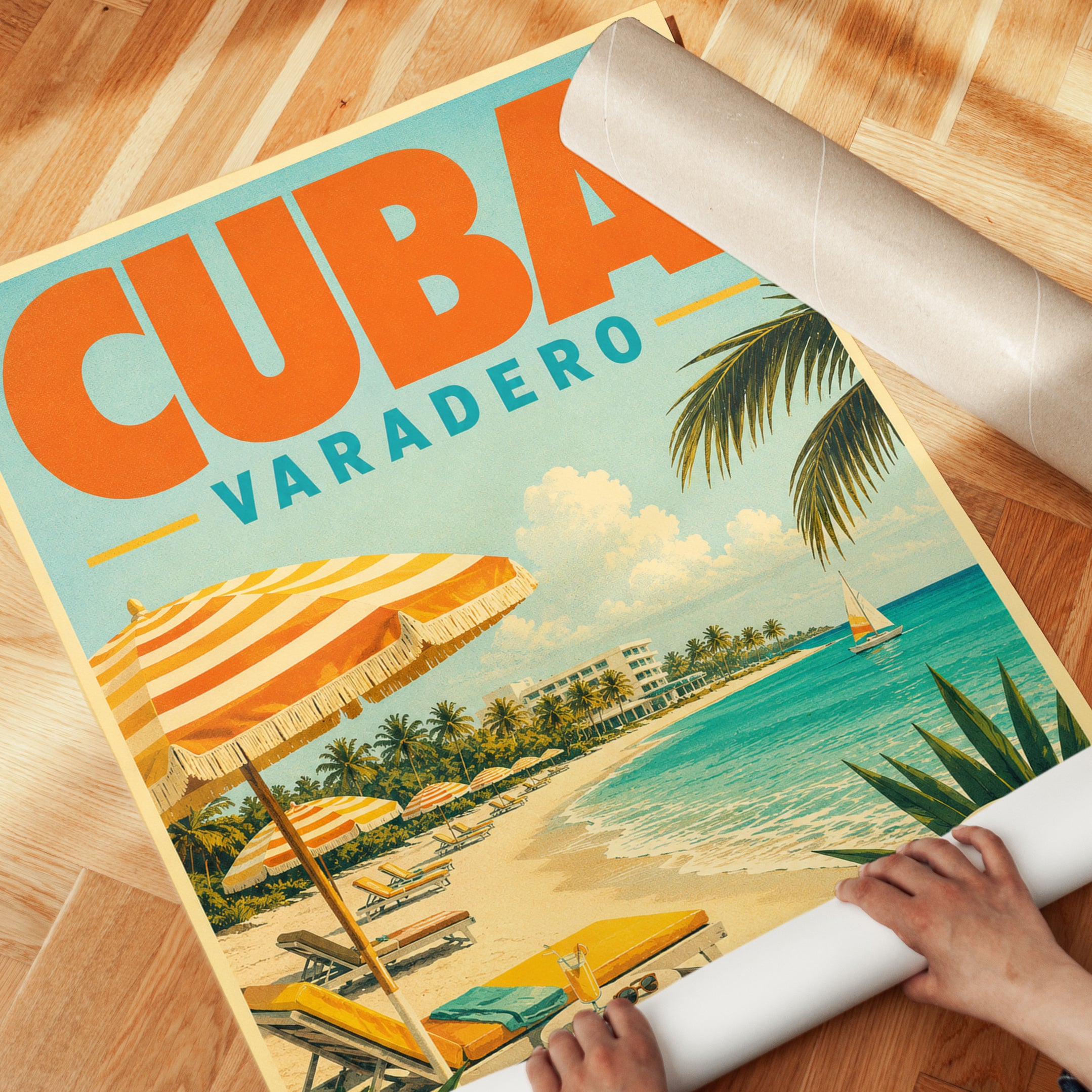 Cuba Travel Poster – Varadero Beach Wall Art - detail