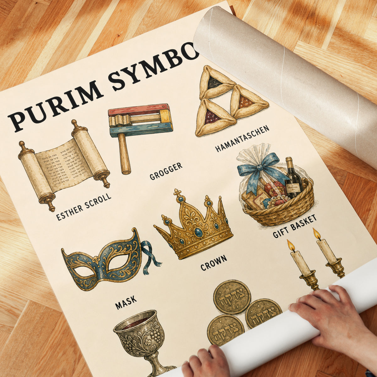 Purim Symbols Illustration - detail