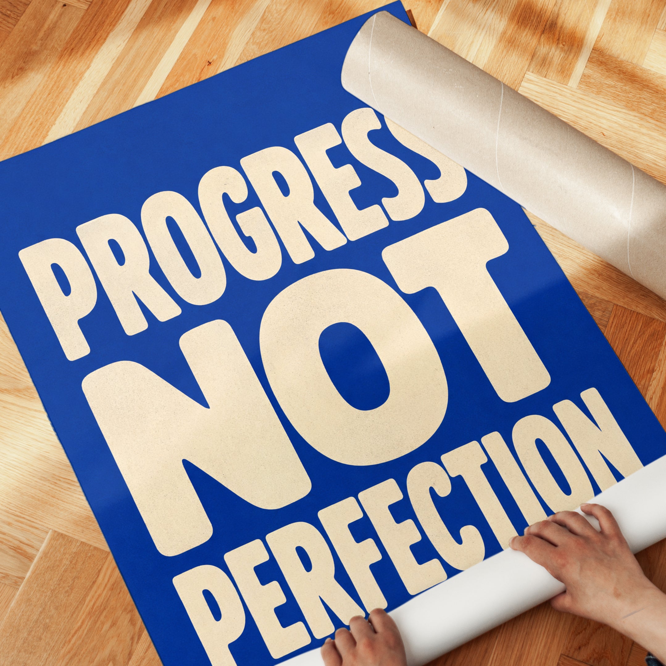 Motivational Wall Art: Progress Not Perfection - detail