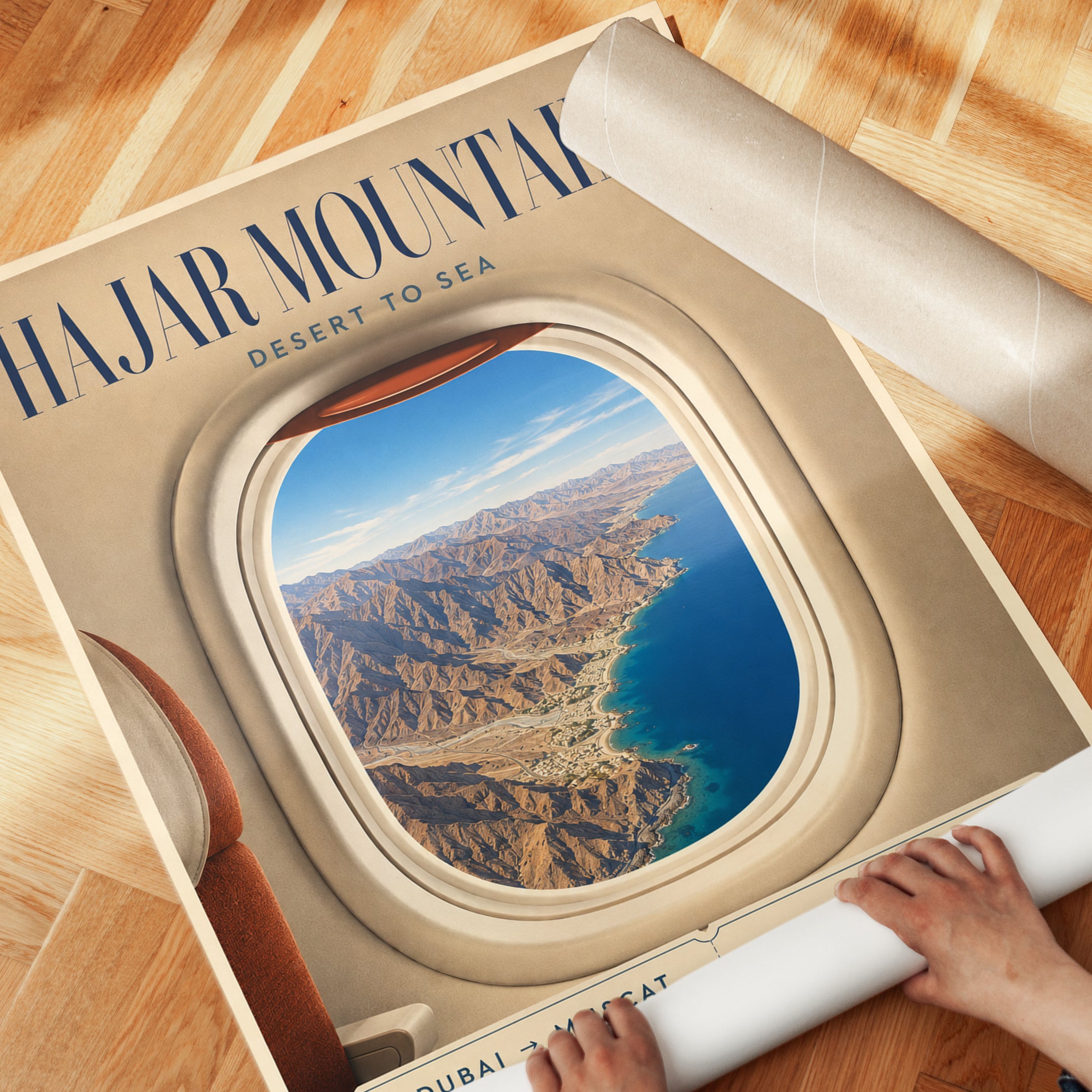 Travel Poster Wall Art – Hajar Mountains Print - detail