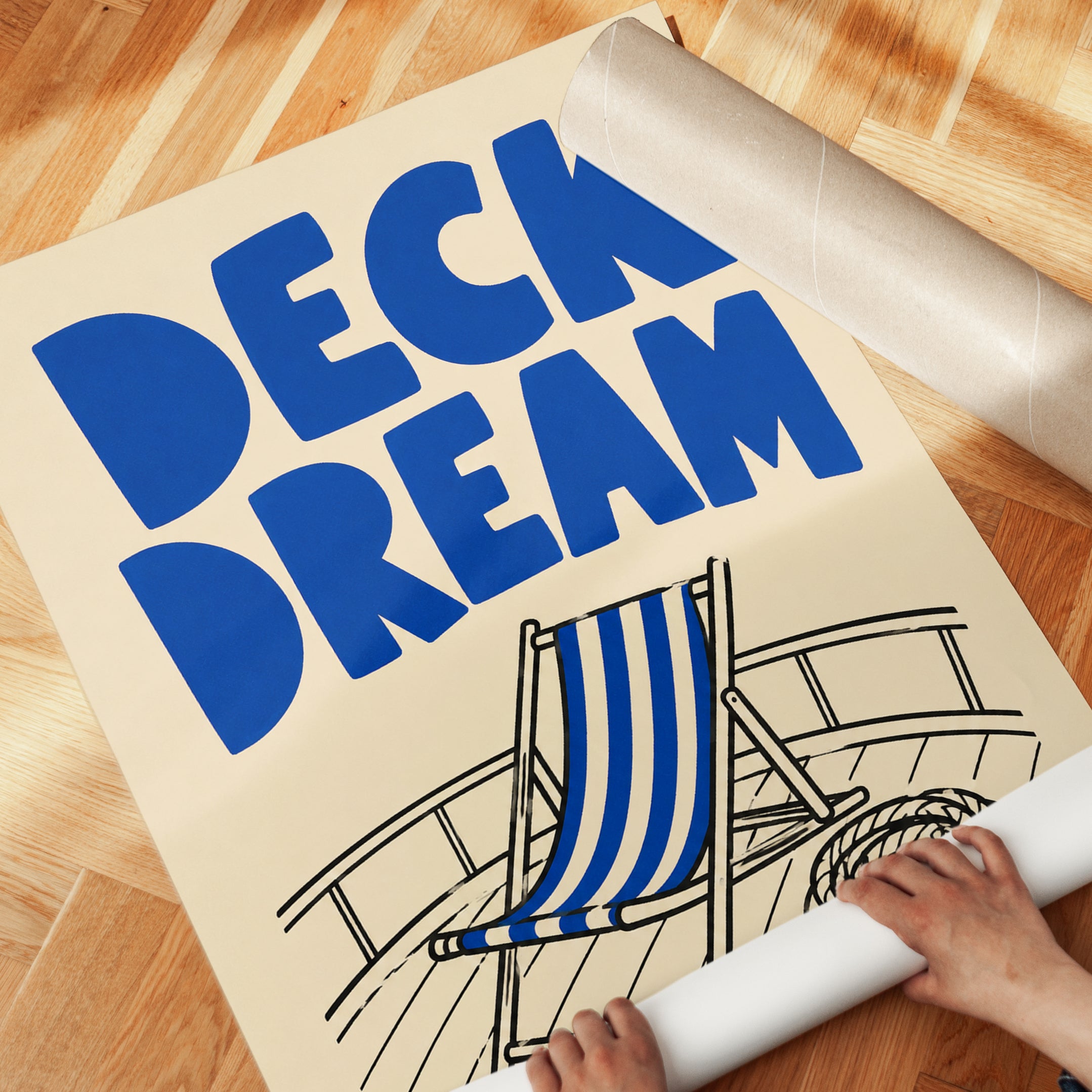 Deck Chair Wall Art – Nautical Beach Print - detail