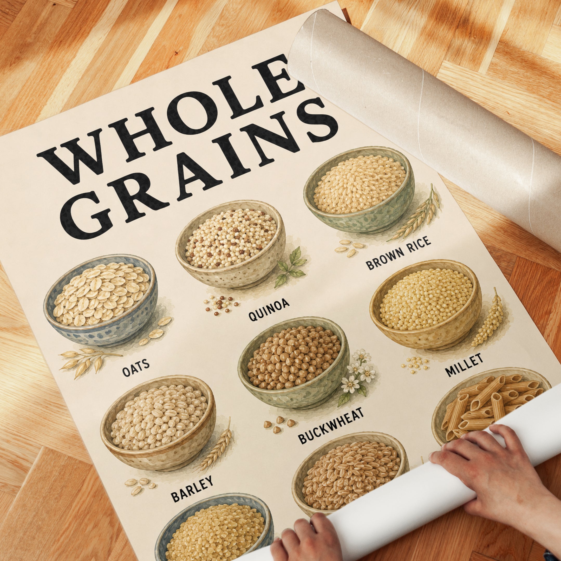 Whole Grains Chart – Kitchen Wall Art - detail