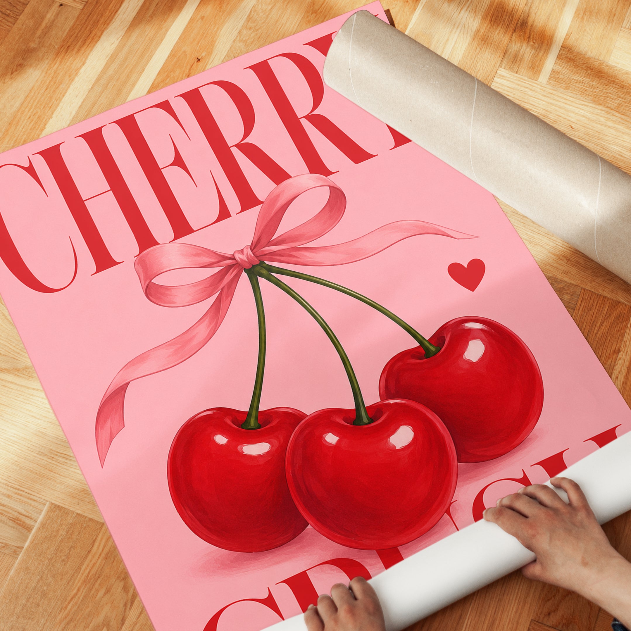 Cherry Wall Art – Retro Kitchen Print - detail