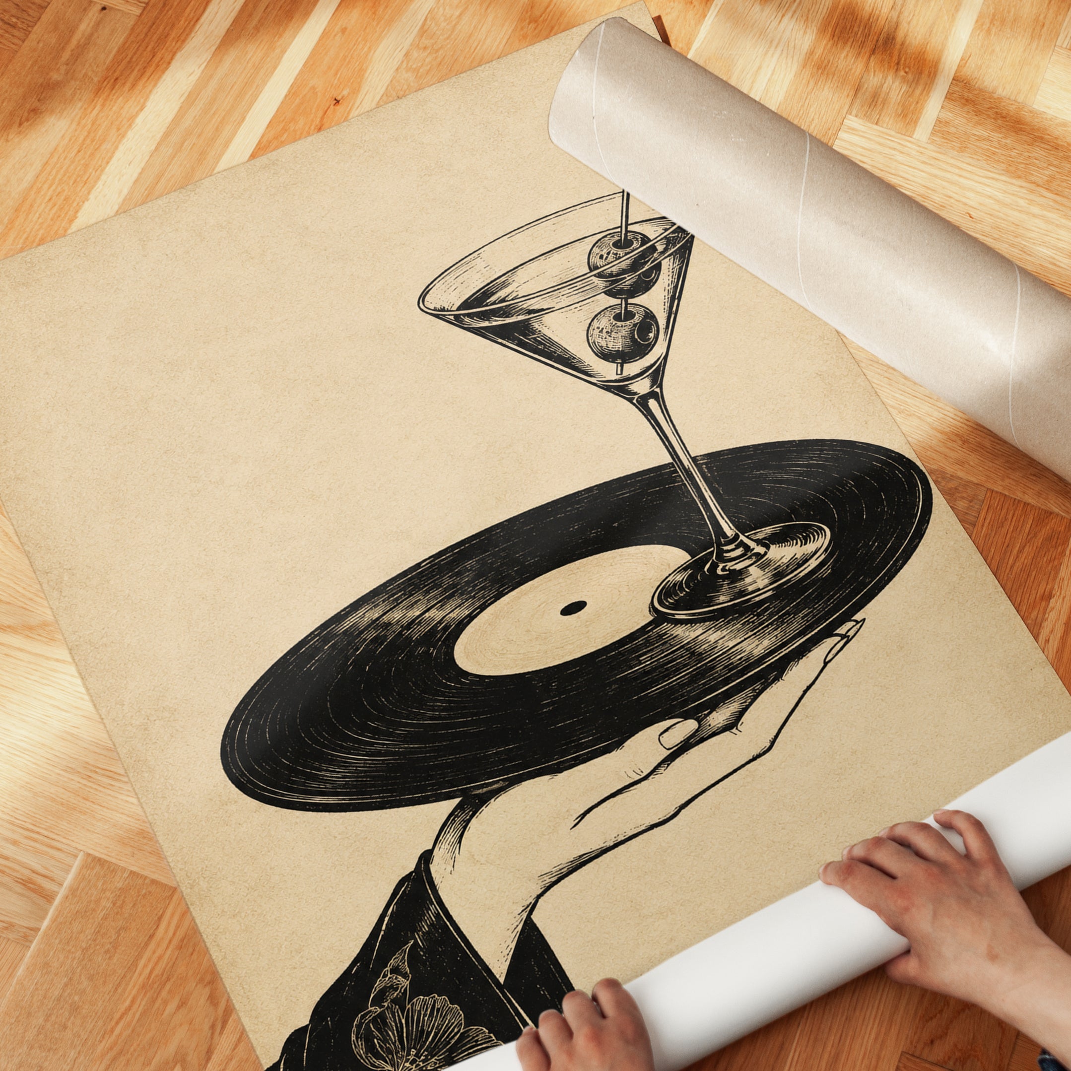 Martini Wall Art – Vintage Cocktail Print - detail