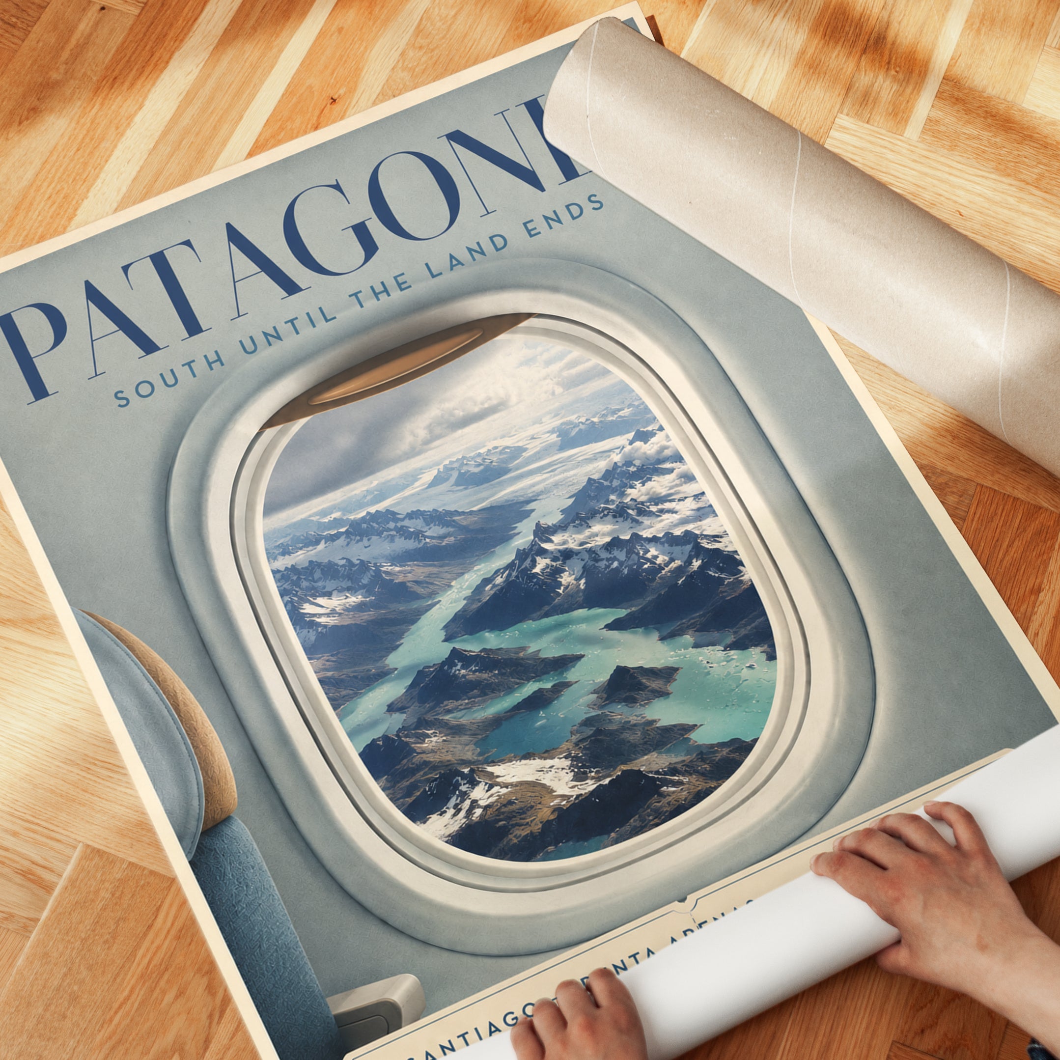 Patagonia Travel Poster – Airplane Window Print - detail