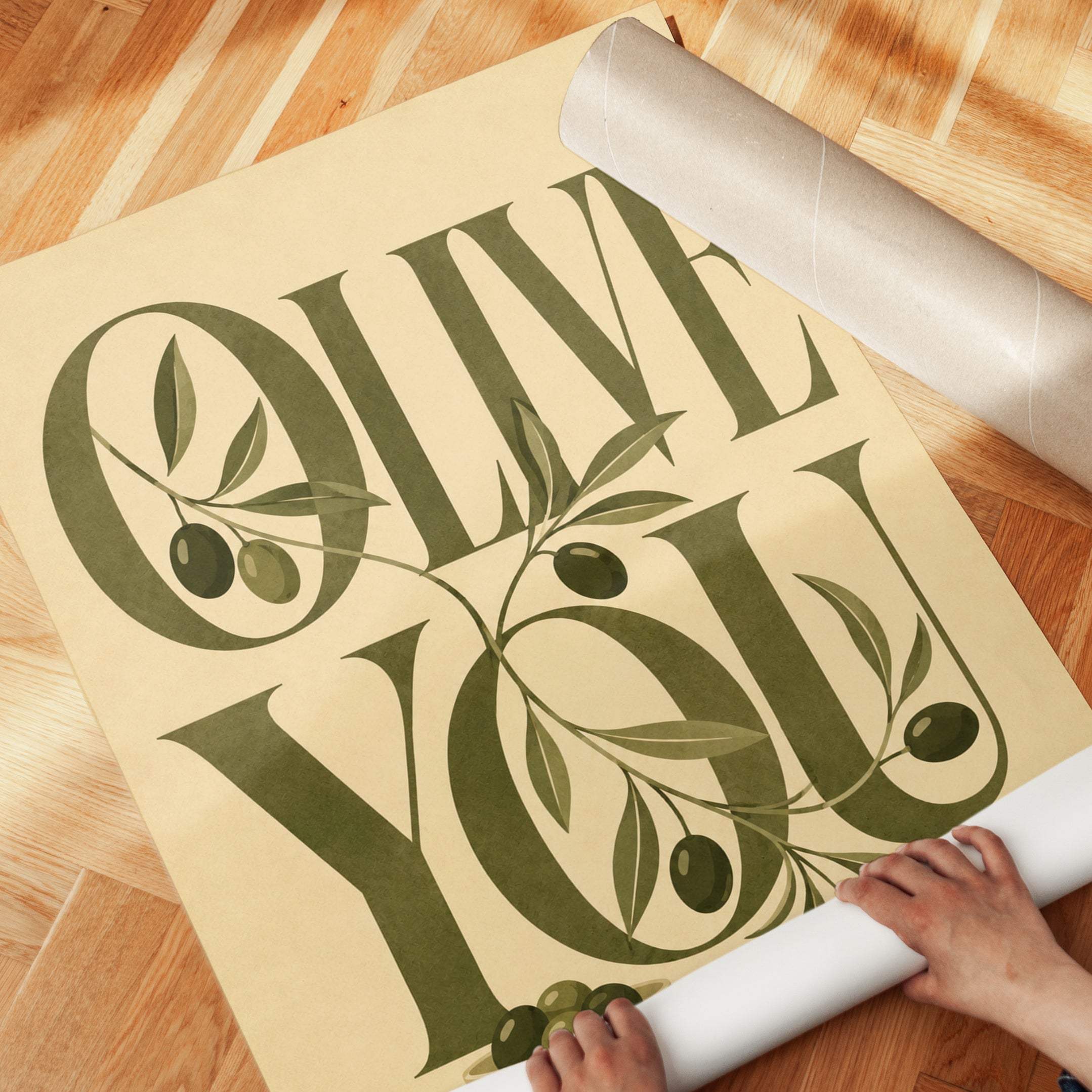 Olive You Wall Art: Mid-Century Botanical Print (Kitchen & Dining) - detail
