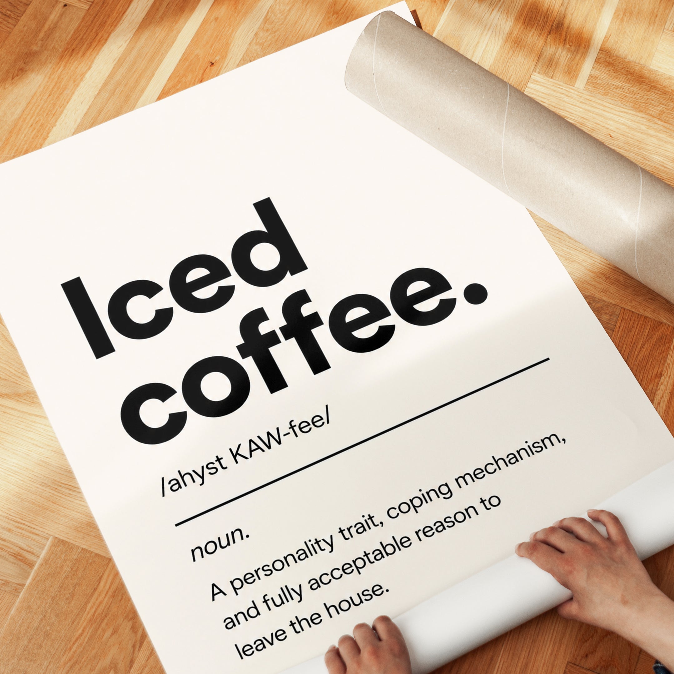Typography Wall Art: Iced Coffee Definition - detail