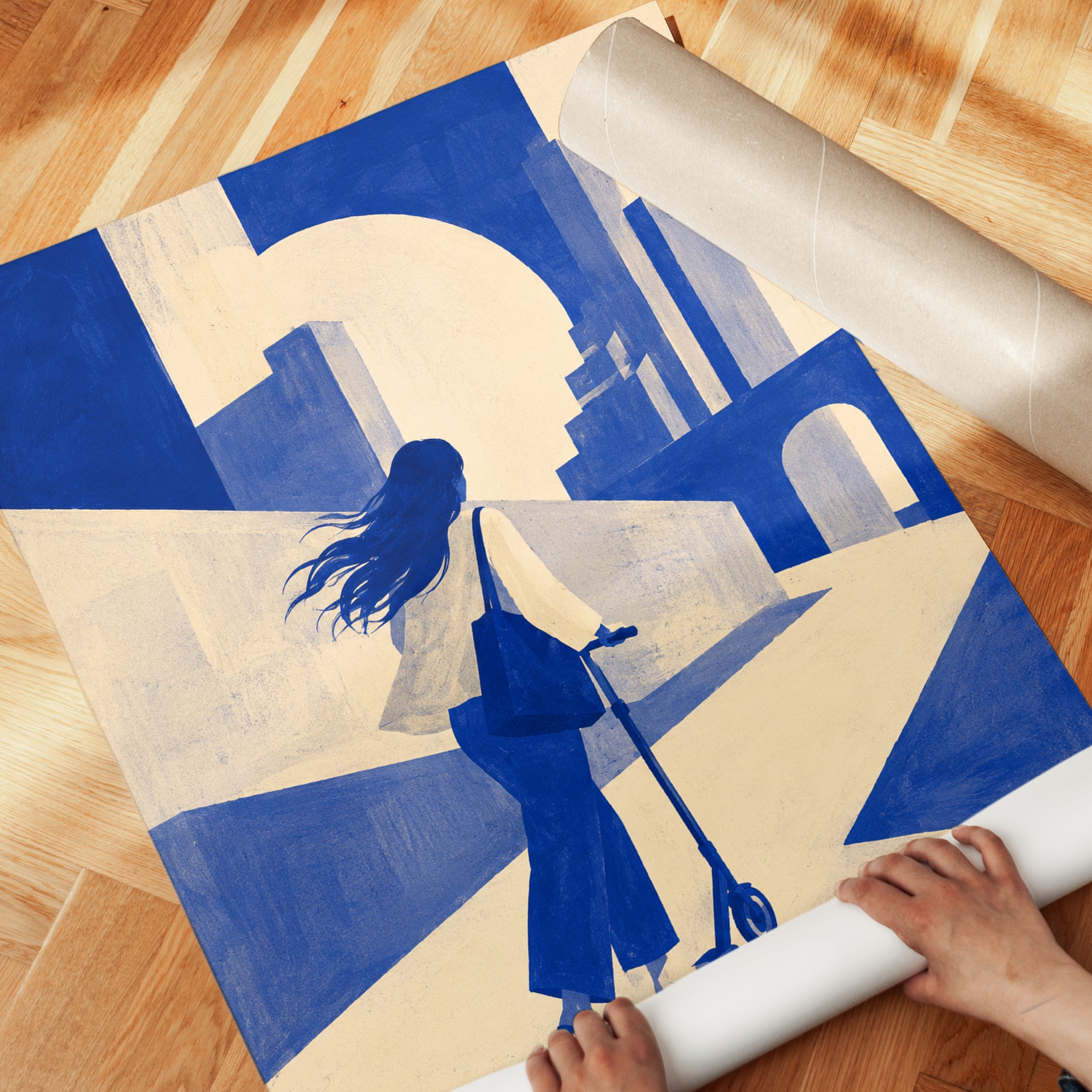 Urban Wall Art – City Scooter Print - detail
