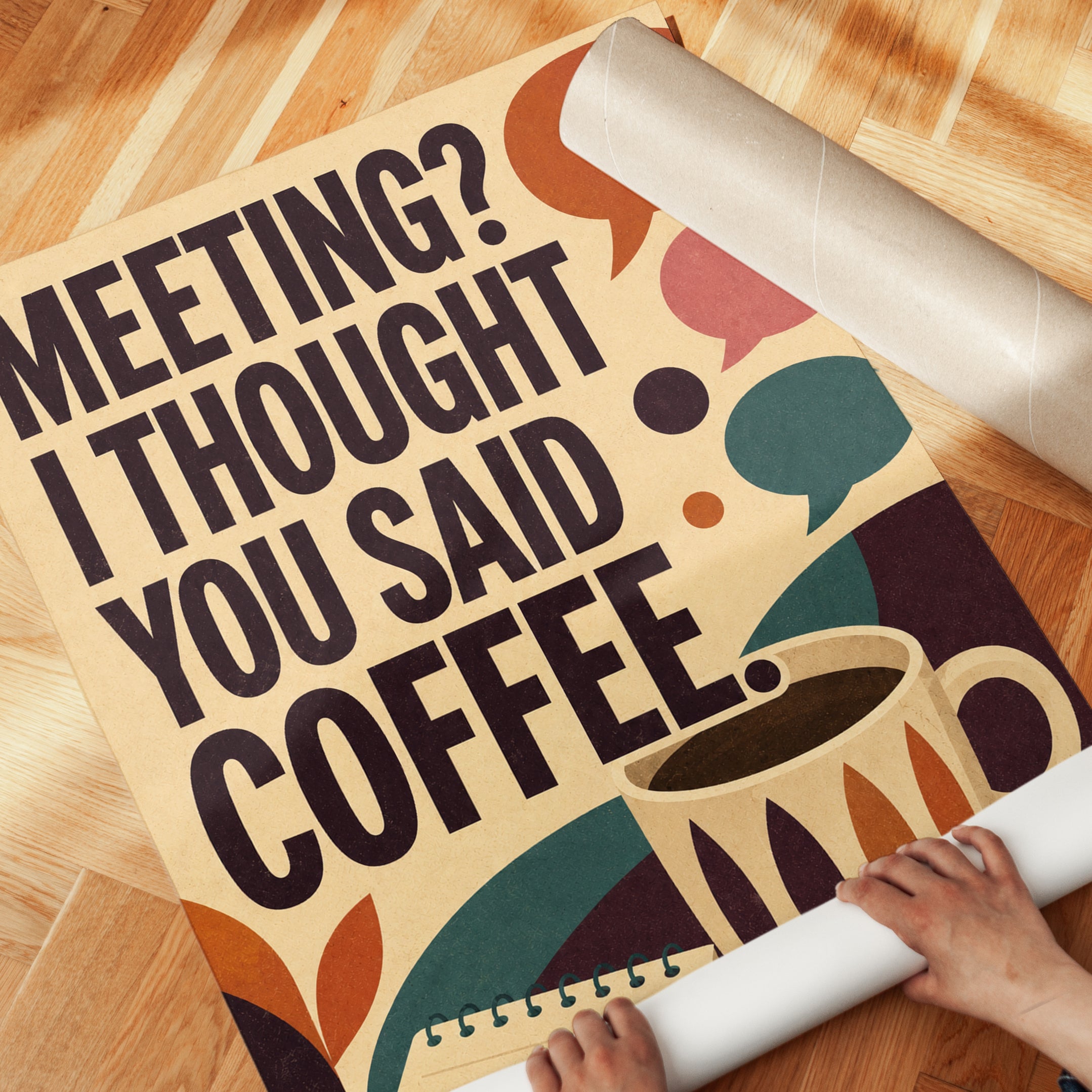 Retro Coffee Print: Mid-Century Modern Humor - detail
