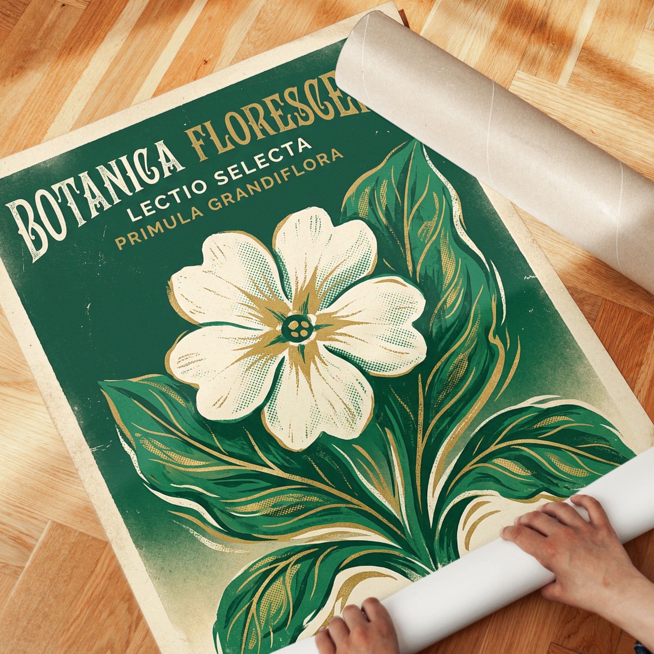 Vintage Botanical Print — Primula Grandiflora Art Nouveau Poster - detail