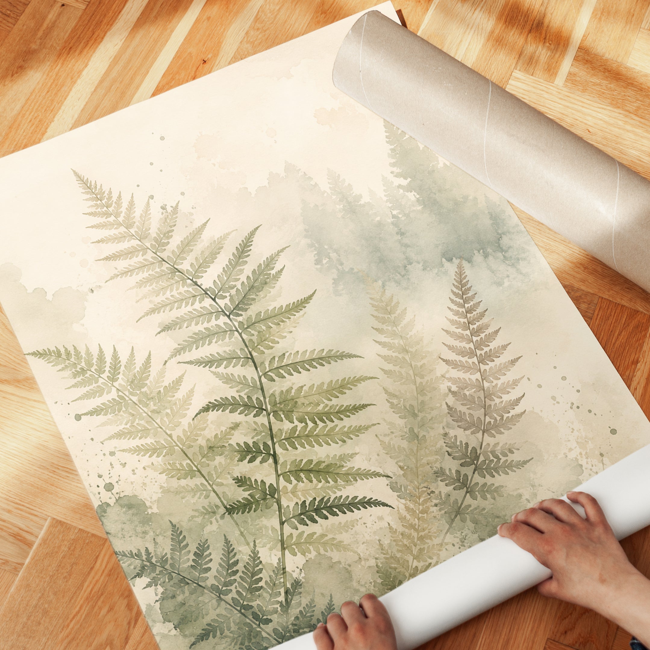 Fern Botanical Print – Watercolor Forest Wall Art - detail