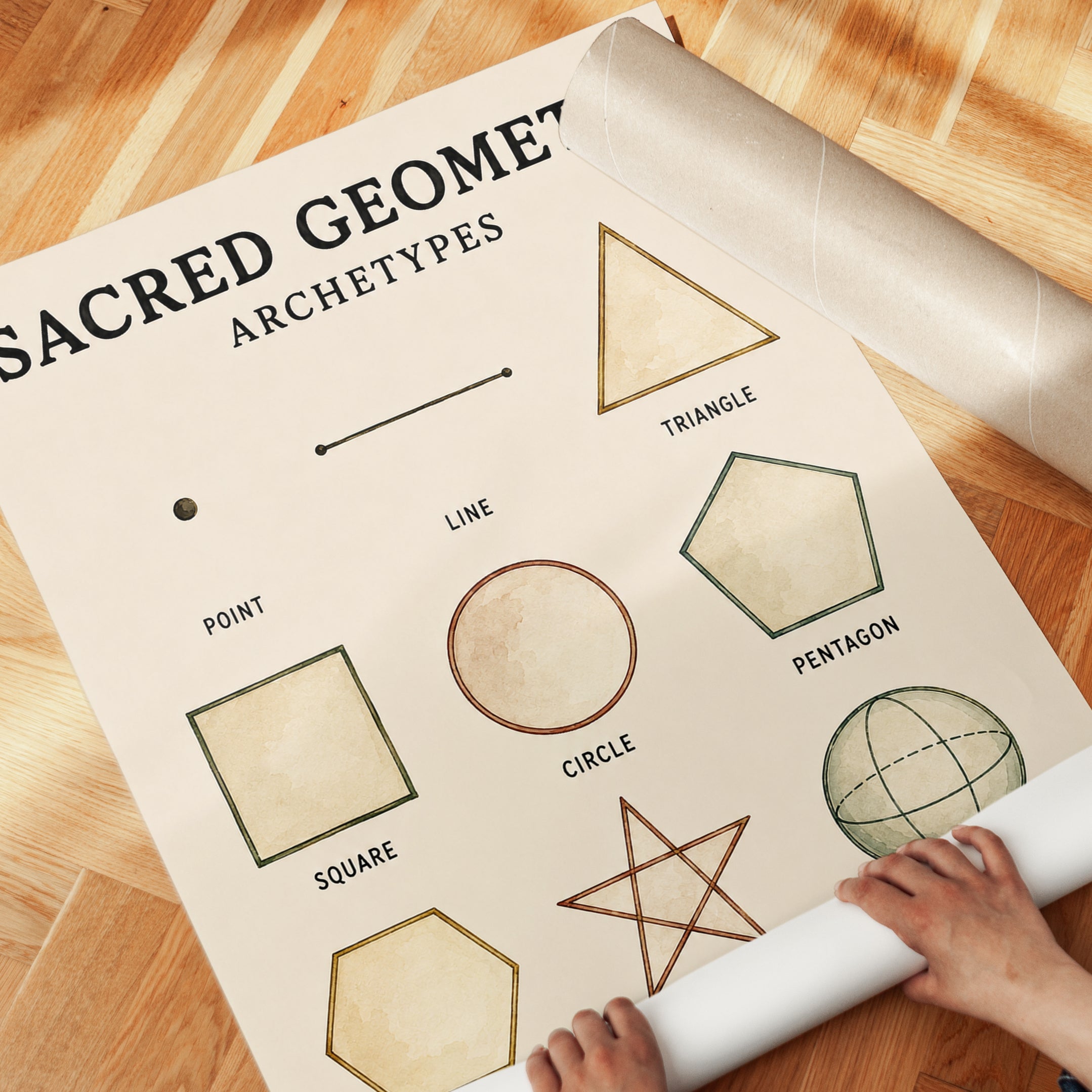 Sacred Geometry Print — Educational Archetypes Chart - detail