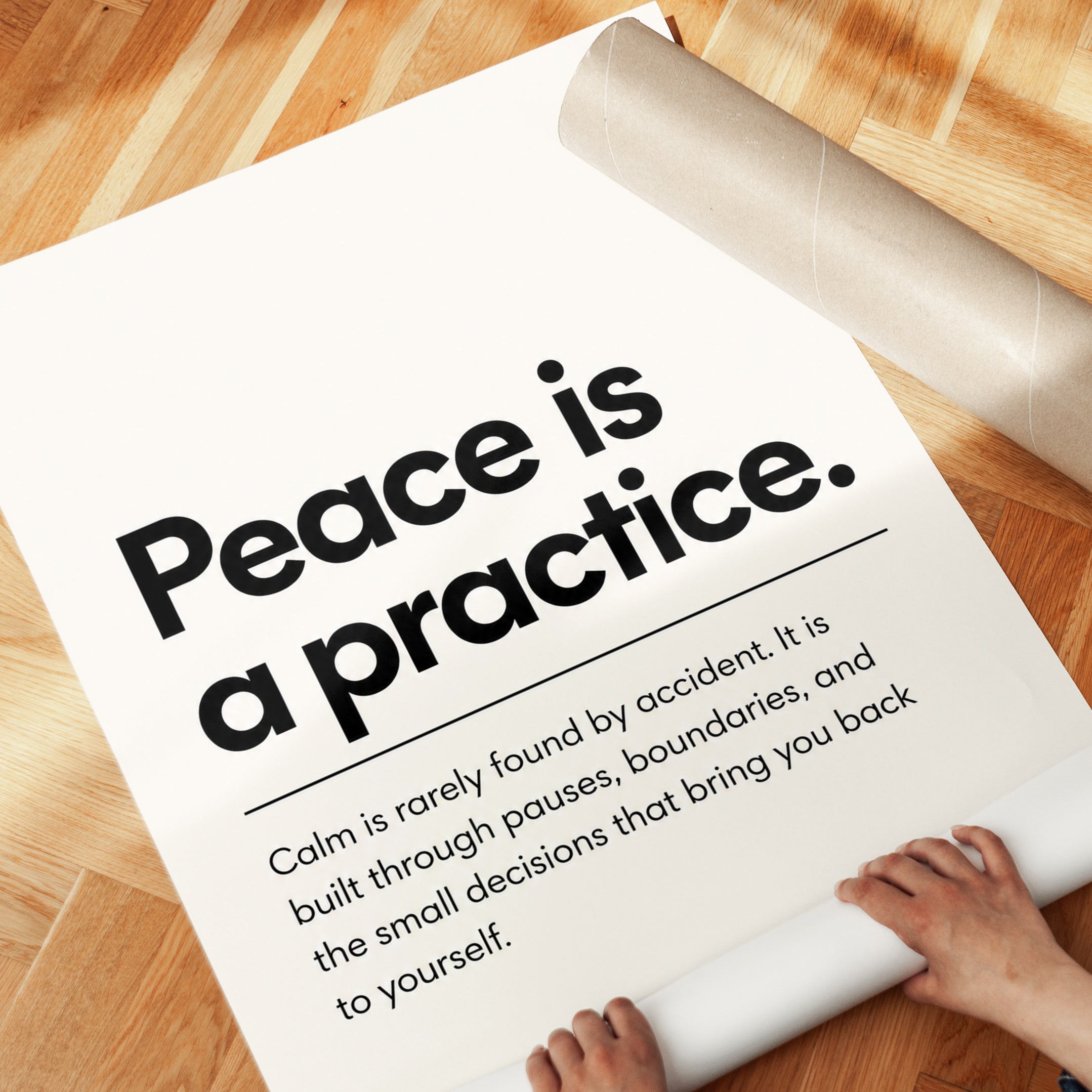 Typography Wall Art: Modern Minimalist Mindfulness Quote - detail