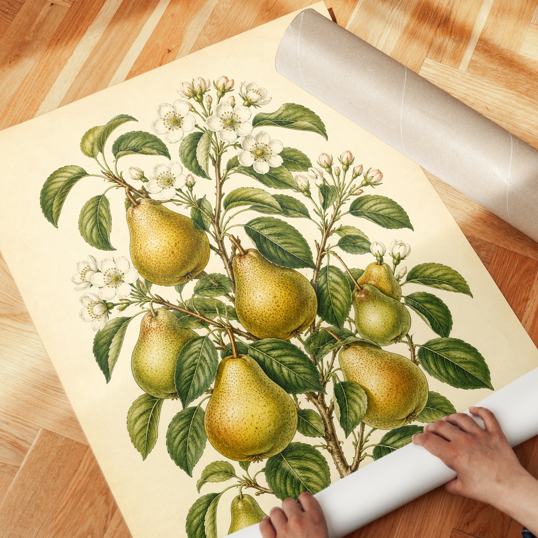Vintage Pear Botanical Print: Classic Fruit Illustration Wall Art - detail