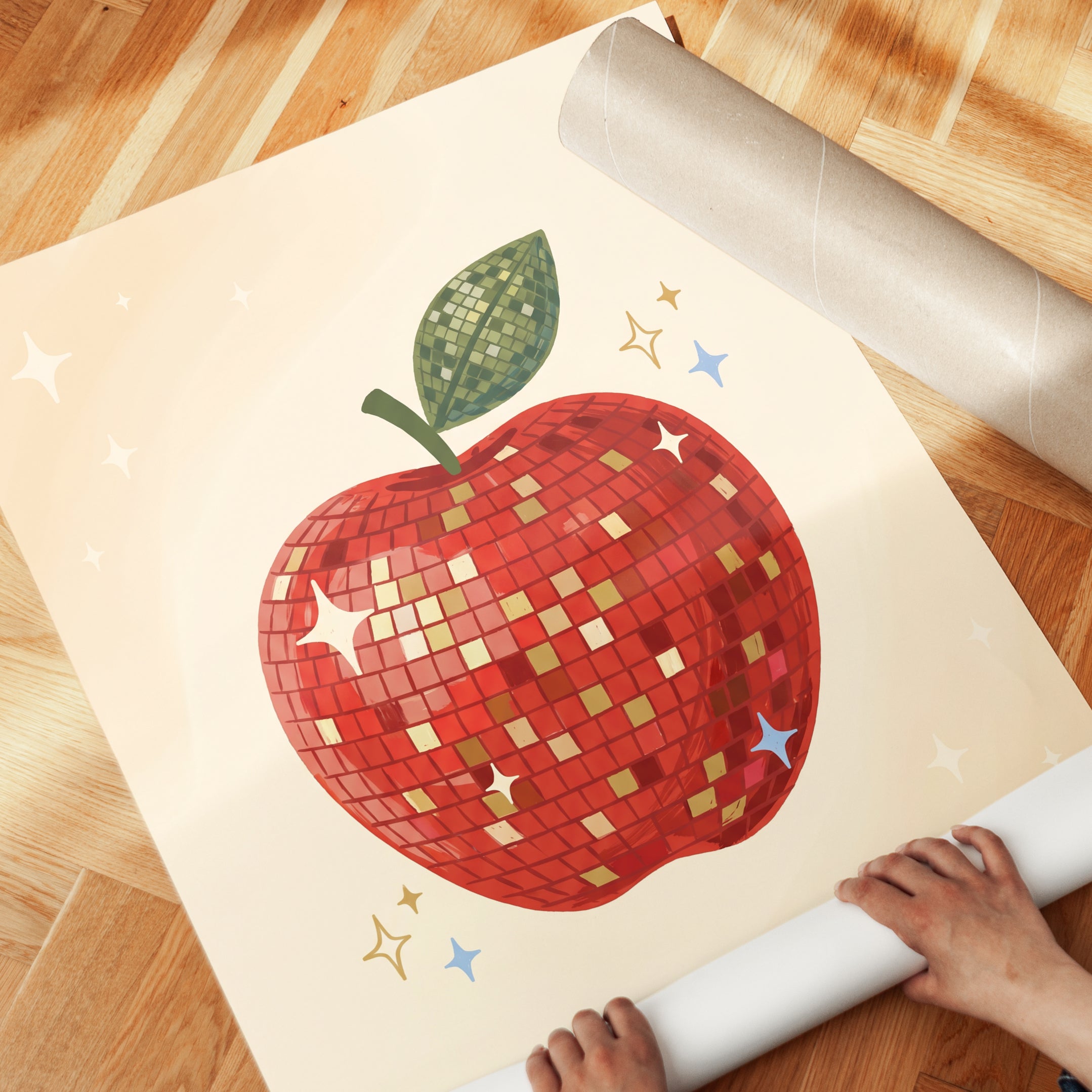 Disco Ball Apple Poster - detail