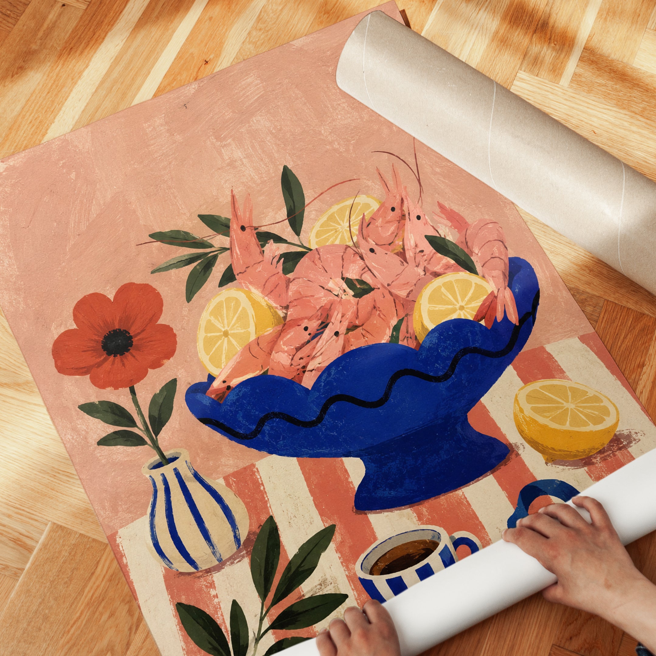 Shrimp Kitchen Wall Art – Food Still Life Print - detail