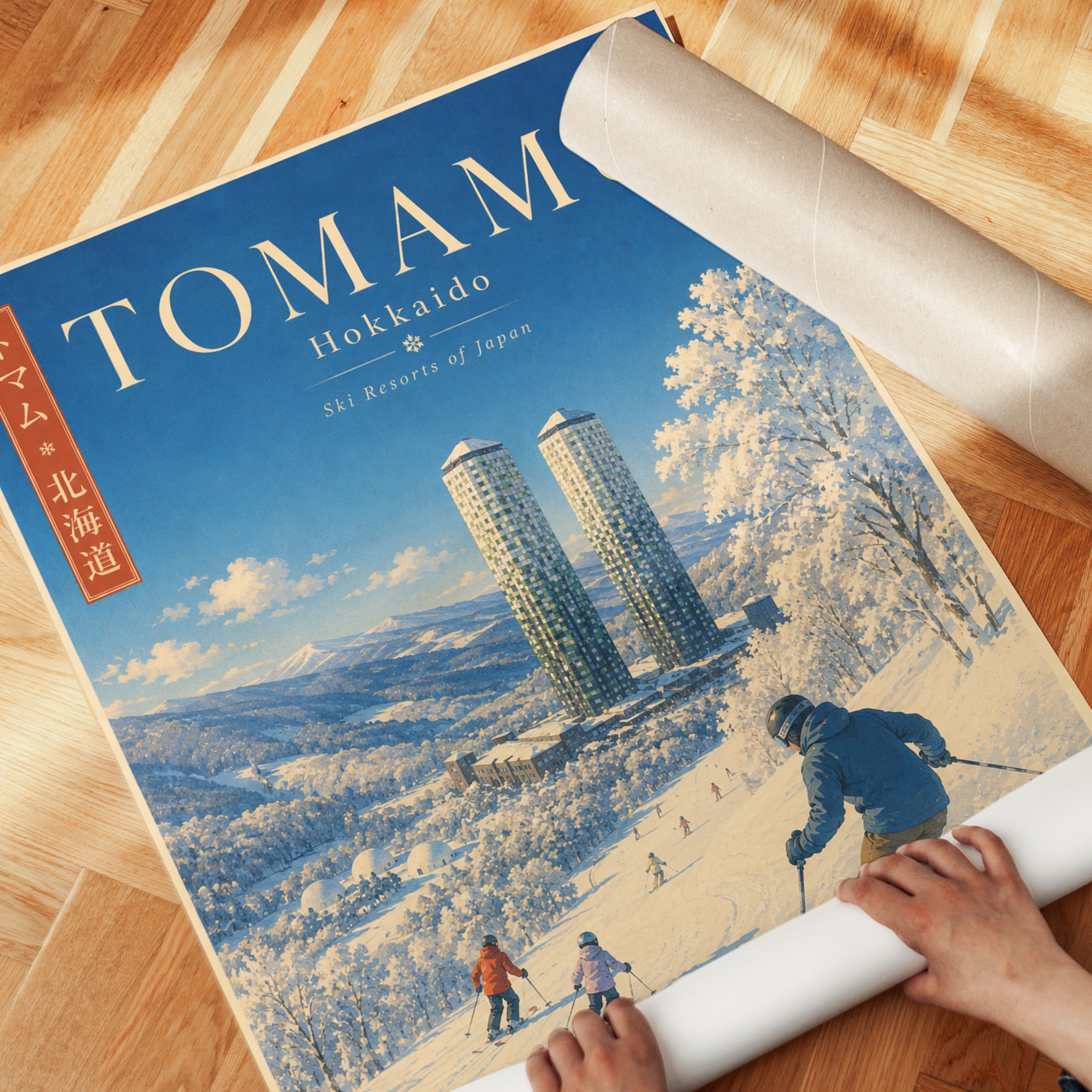 Tomamu Hokkaido Ski Resort Poster: Vintage Japanese Travel Art - detail