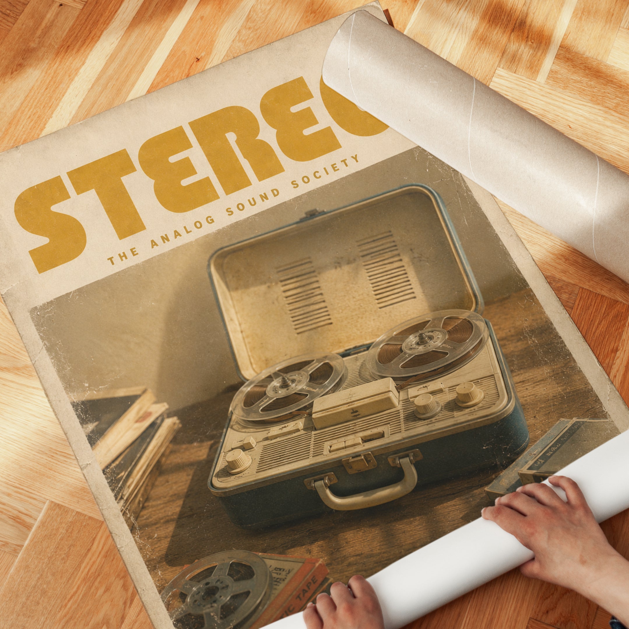 Vintage Stereo Poster Print — Retro Reel-to-Reel Audio Equipment - detail