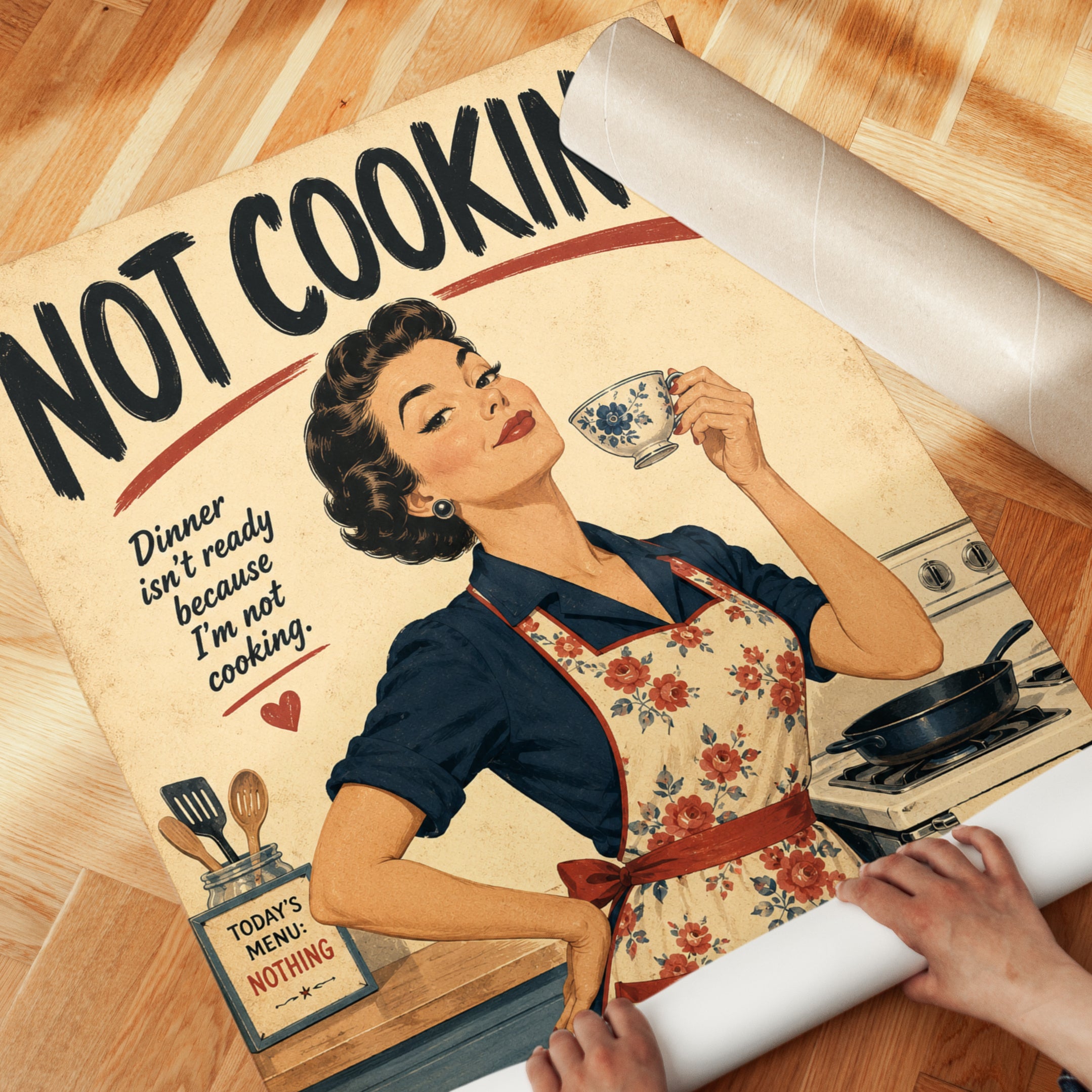 Retro Kitchen Wall Art – Funny Kitchen Print - detail