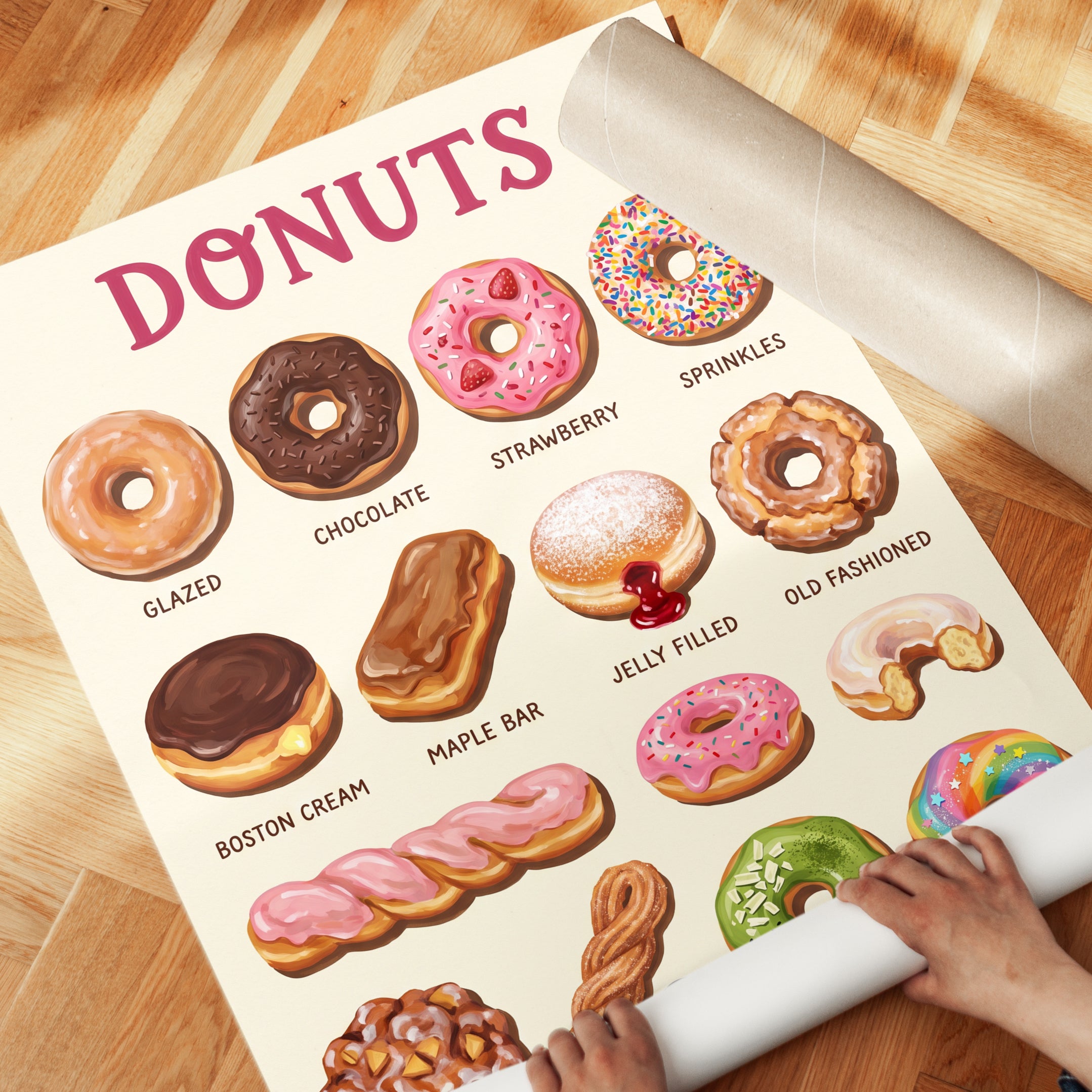 Vintage Donut Chart Print – Bakery Illustration - detail