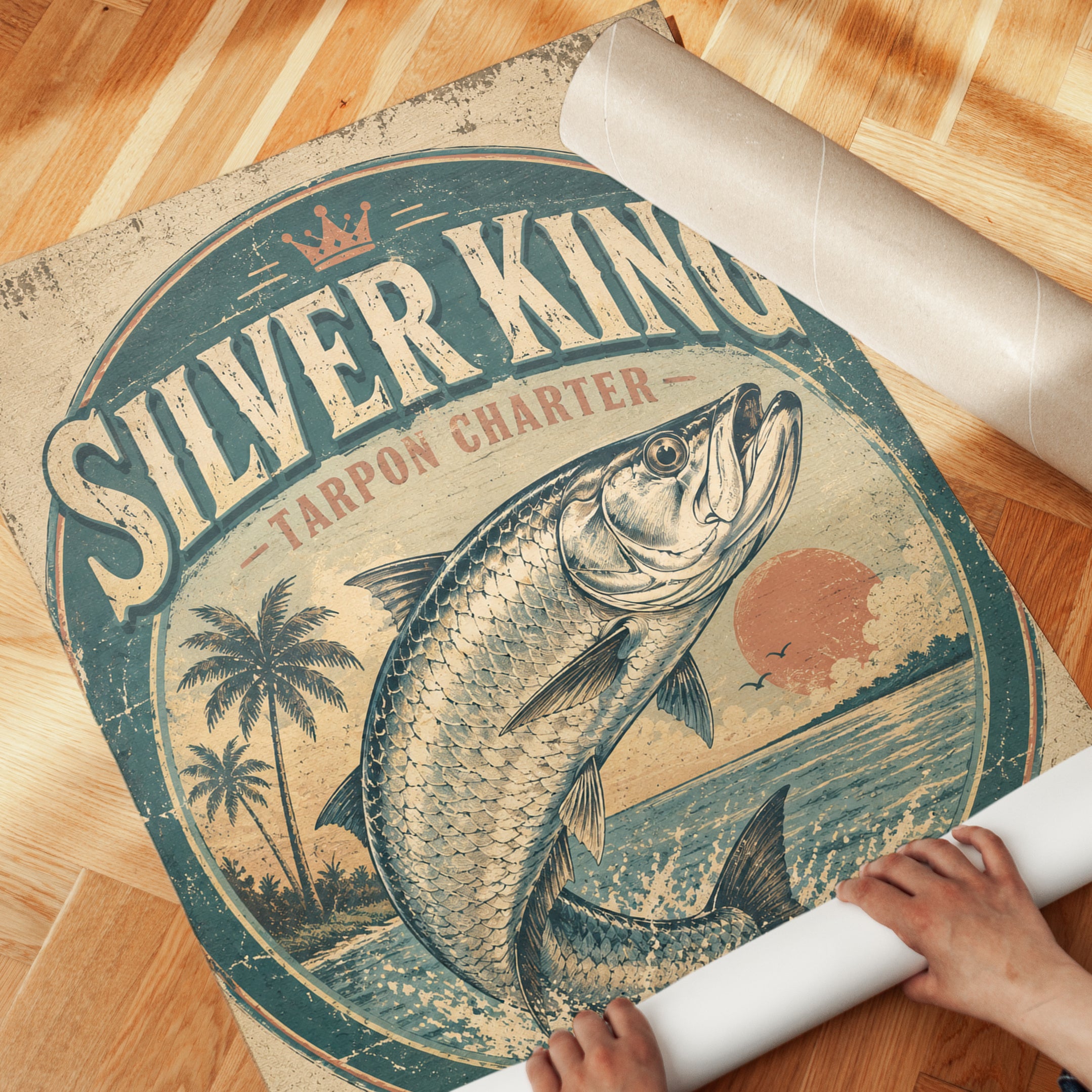 Fishing Wall Art – Vintage Tarpon Poster - detail