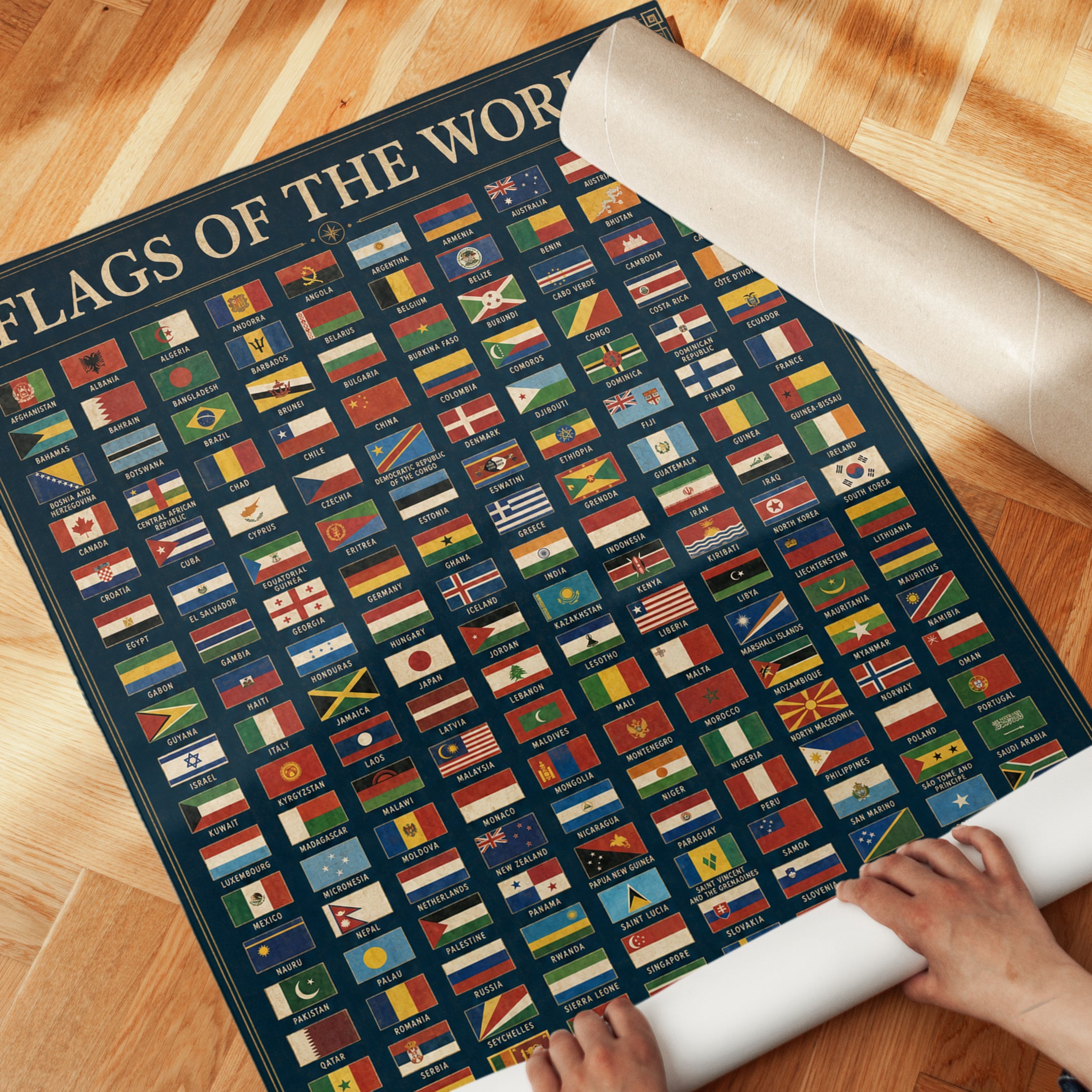 Flags of the World Chart: Vintage Educational Reference Poster - detail