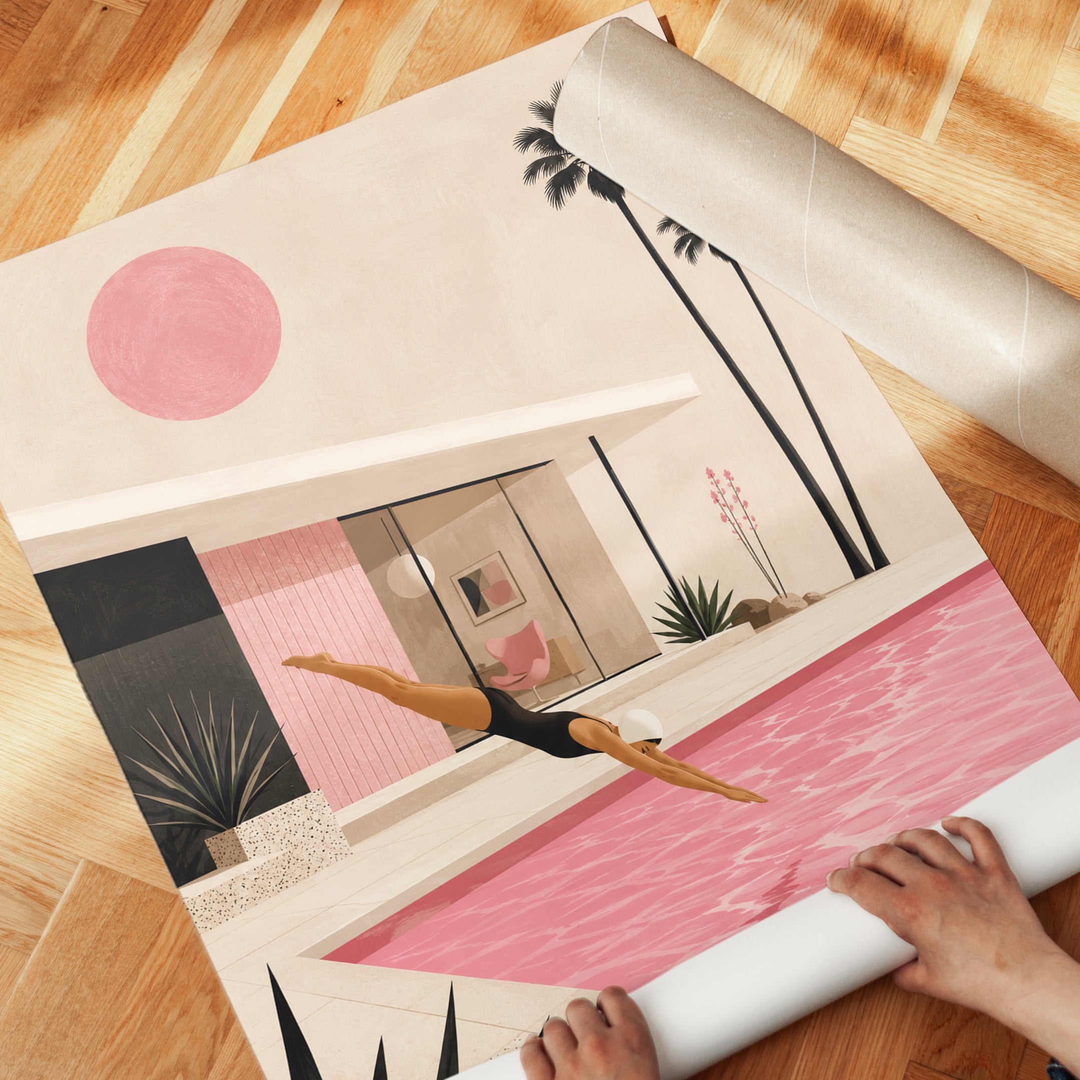 Mid Century Pool Poster – Palm Springs Wall Art - detail