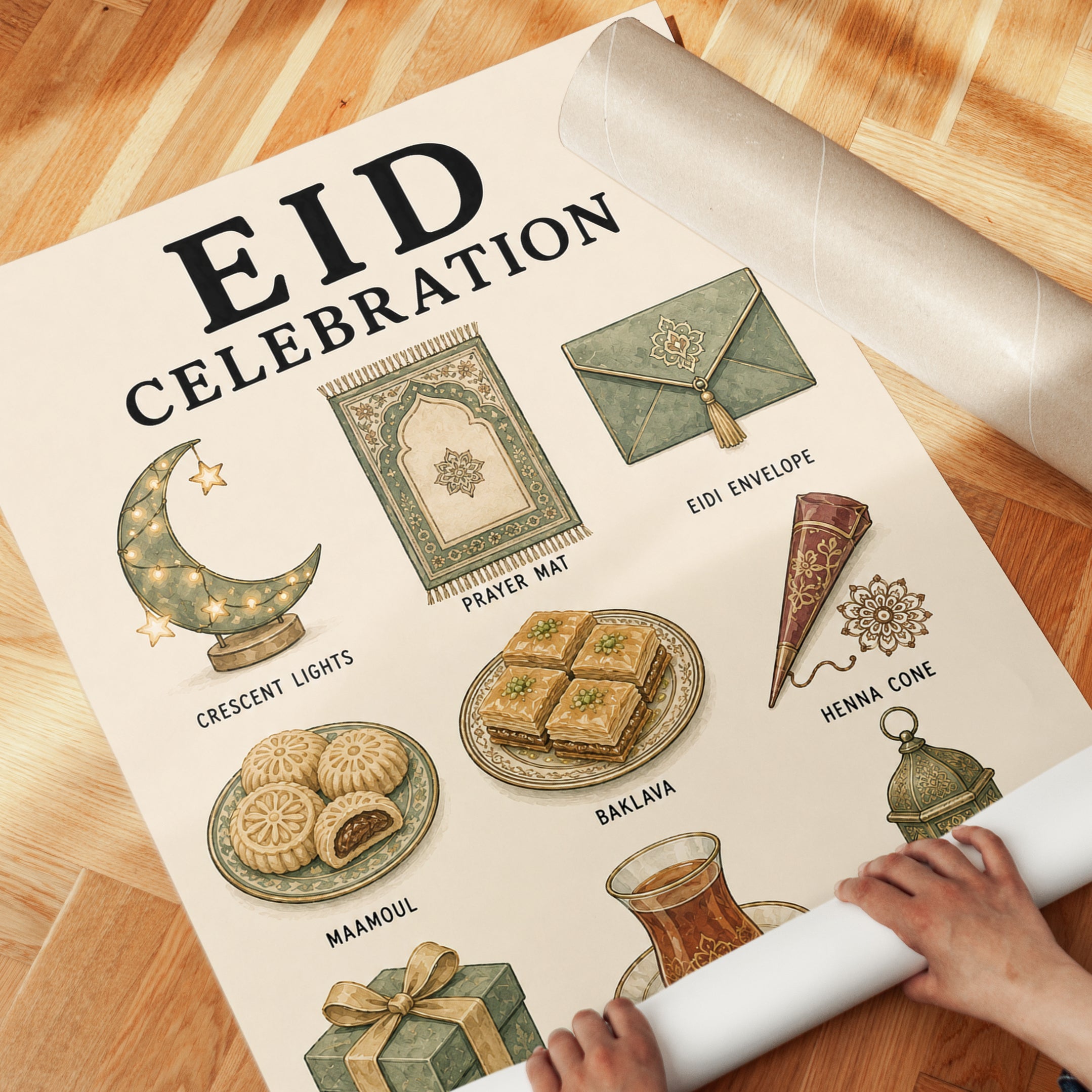 Eid Celebration Poster: Islamic Cultural Traditions Wall Art - detail
