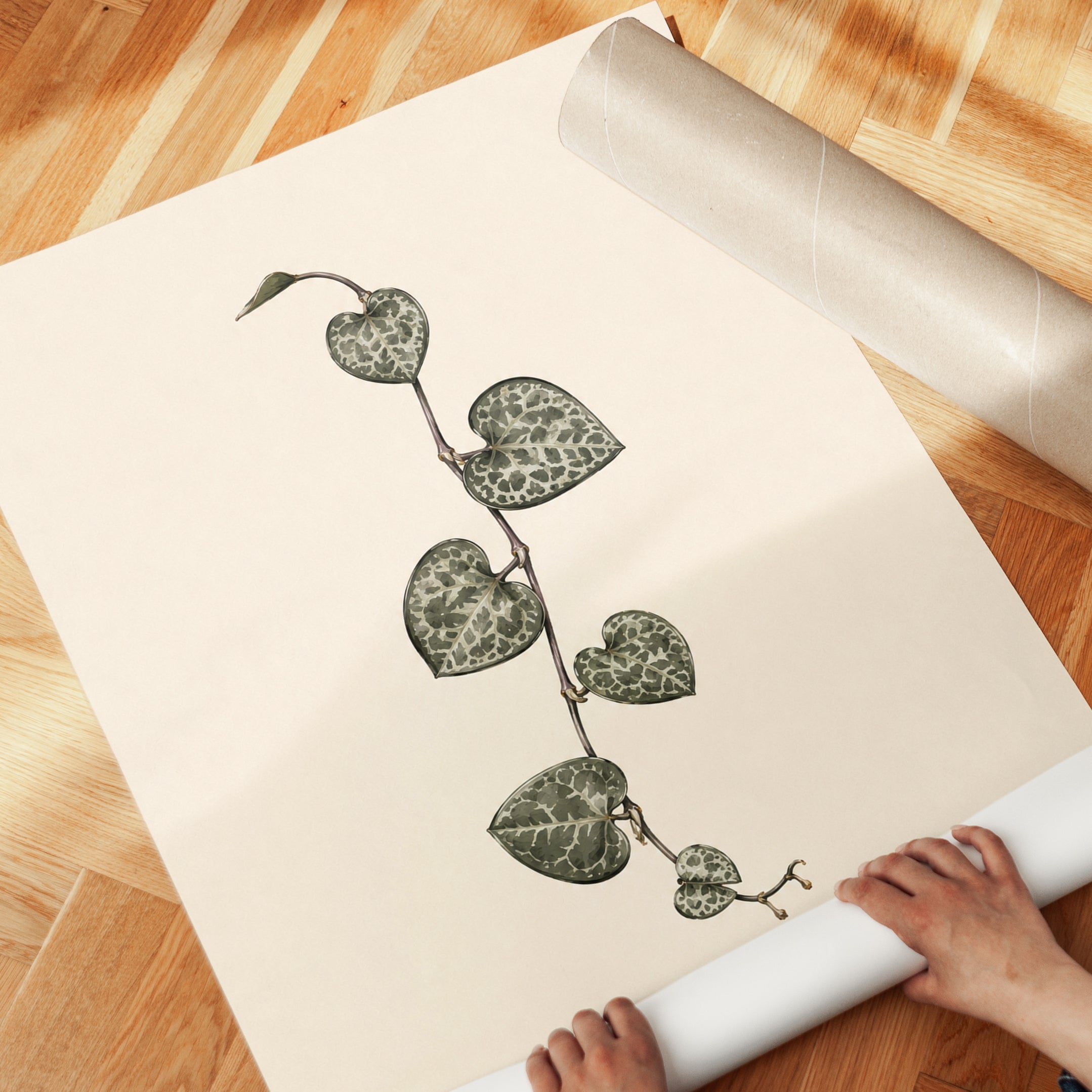 String of Hearts Plant Print – Botanical Wall Art - detail