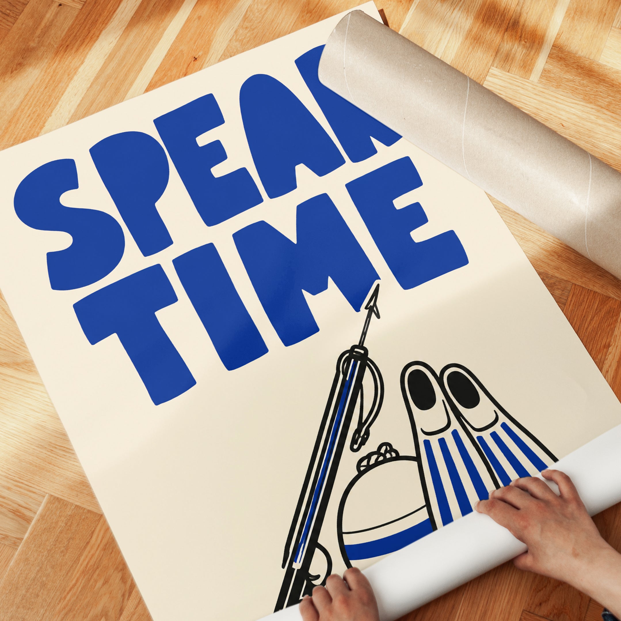 Spearfishing Wall Art – Retro Typography Print - detail