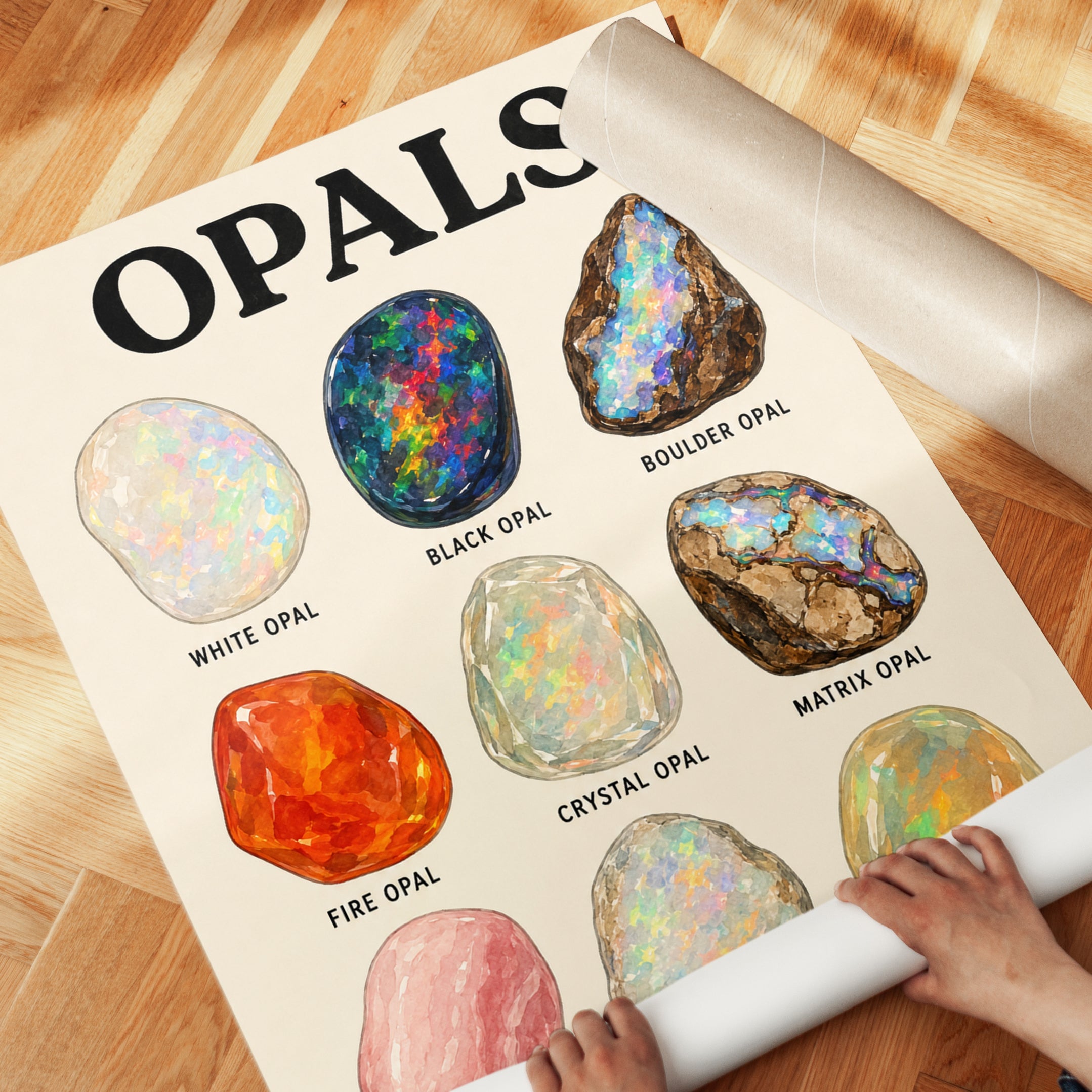 Opal Educational Print — Types of Opals Guide - detail