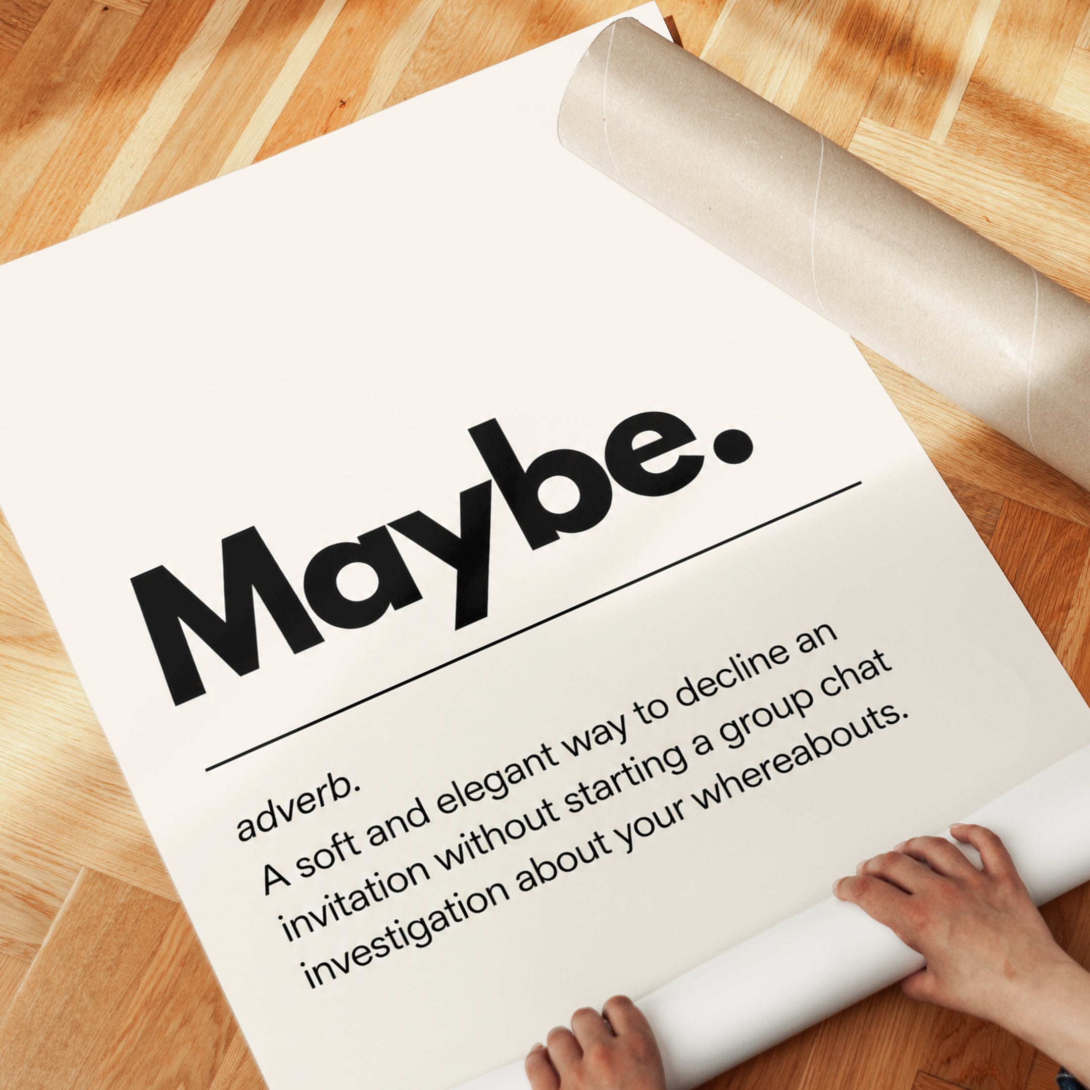 Typography Wall Art: Witty Maybe Definition - detail