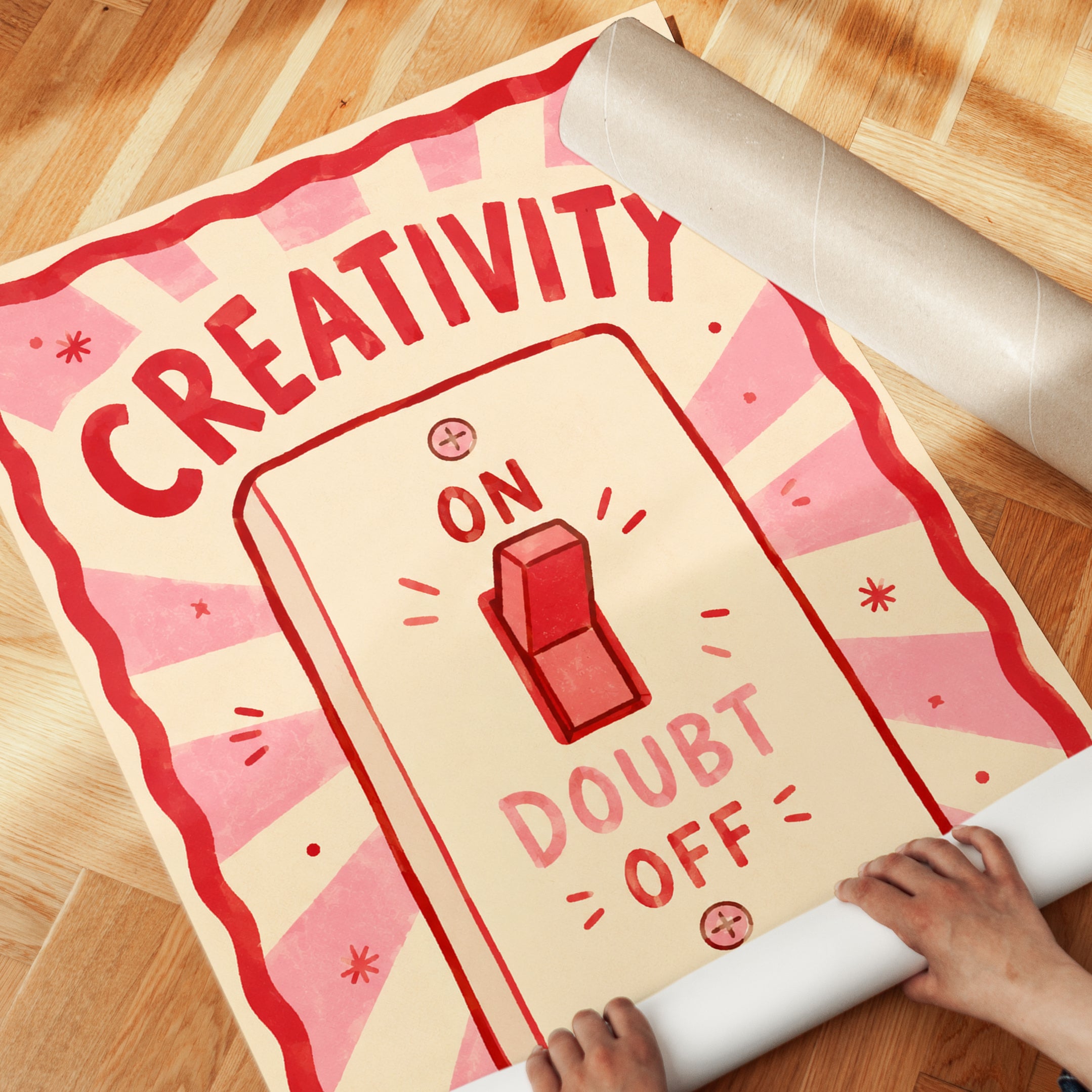 Creativity On Doubt Off Print: Retro Light Switch Poster - detail