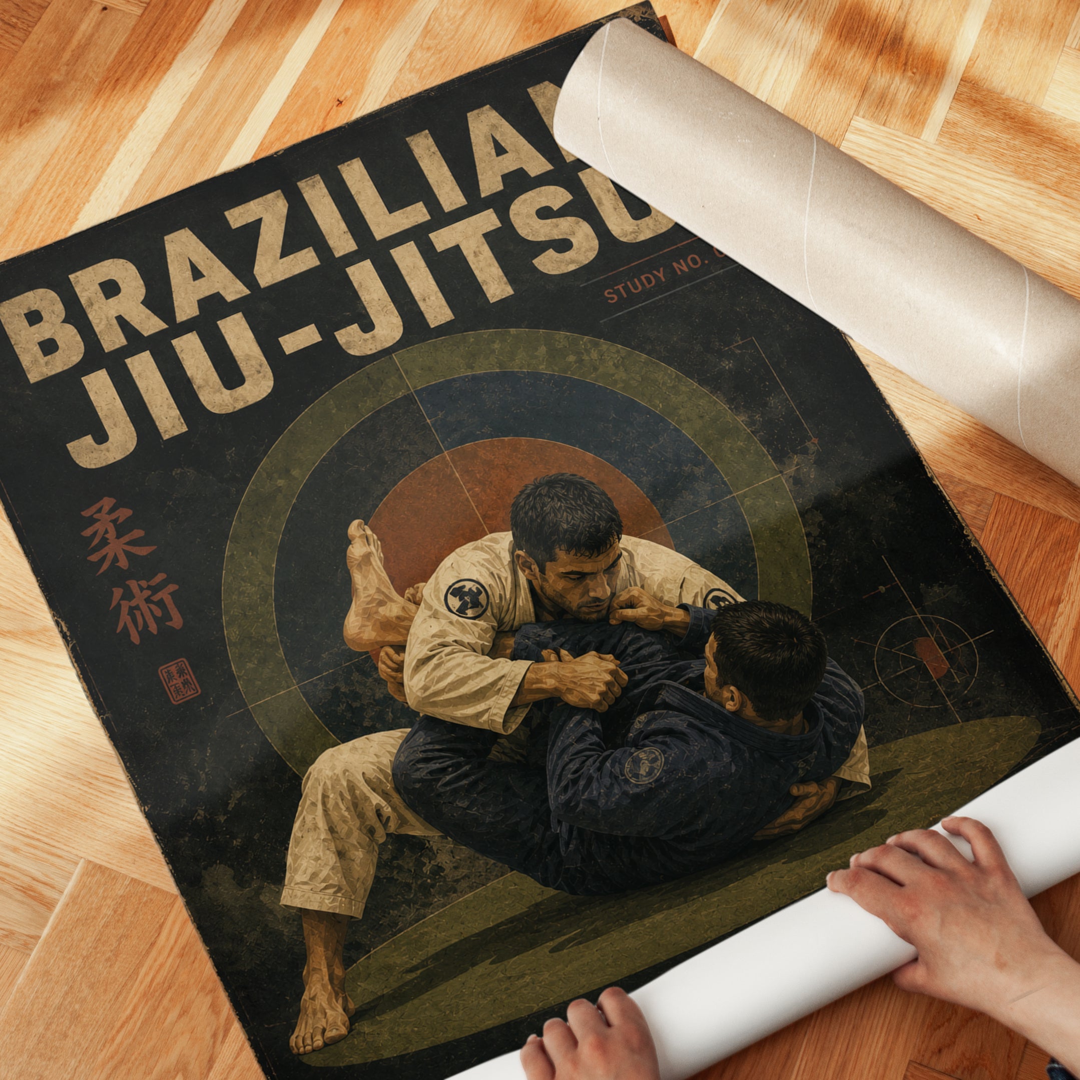 Martial Arts Print: Brazilian Jiu-Jitsu Vintage Style - detail