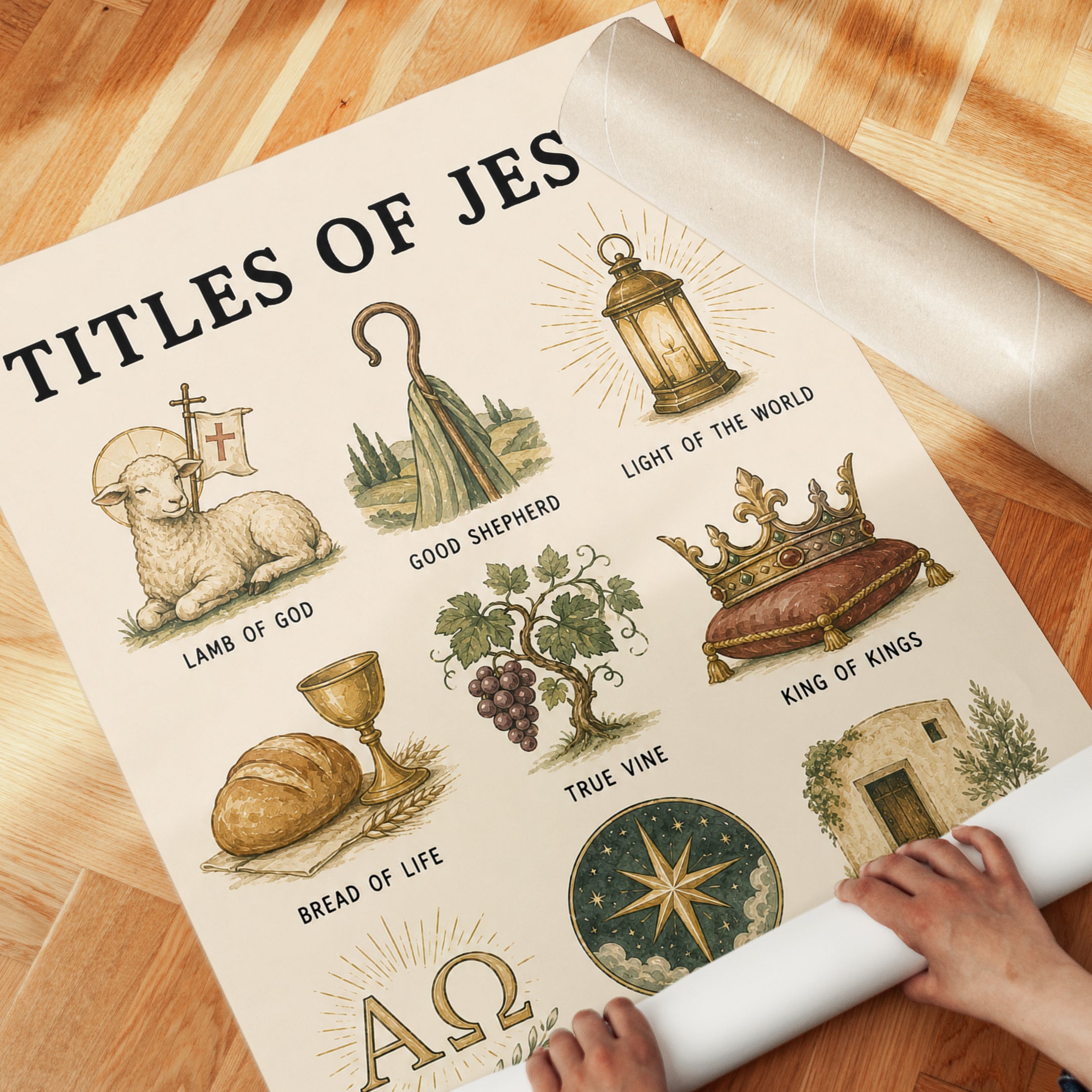 Titles of Jesus Religious Print - detail