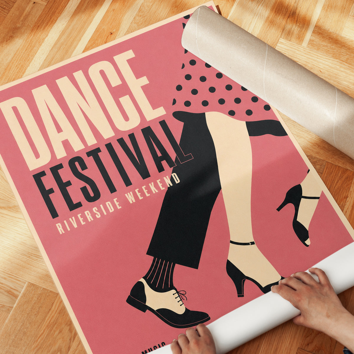 Retro Dance Festival Poster: Mid-Century Modern Typography - detail