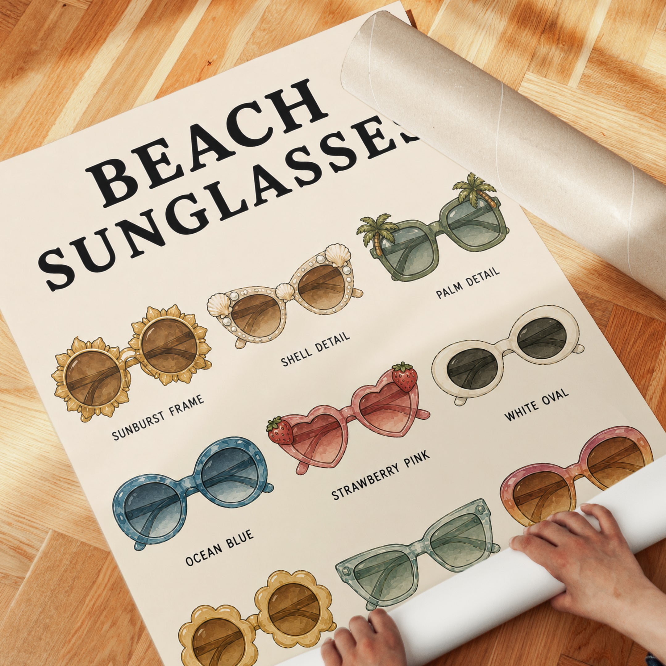 Beach Sunglasses Print — Retro Illustrated Collection - detail
