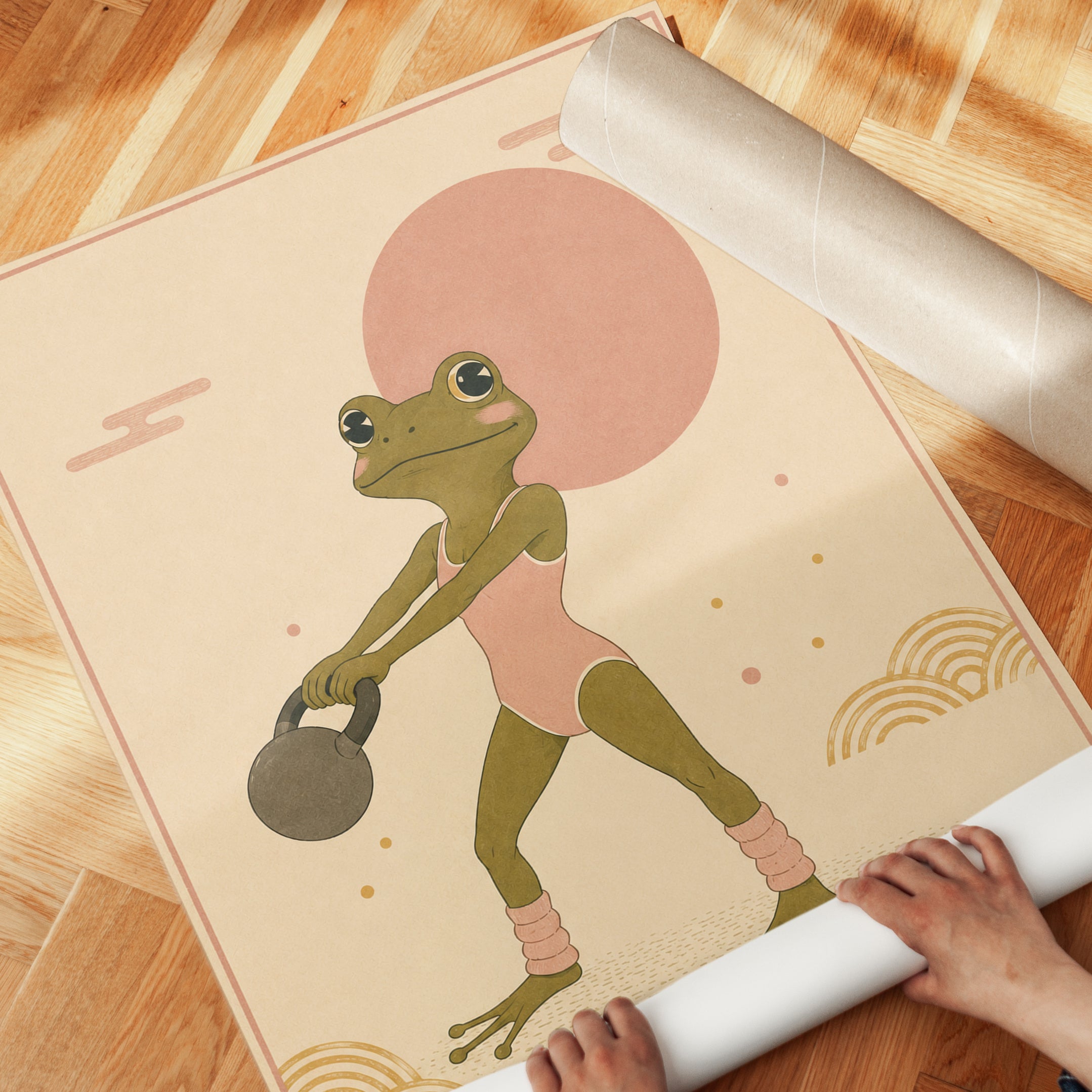 Frog Wall Art – Japanese Inspired Animal Print - detail