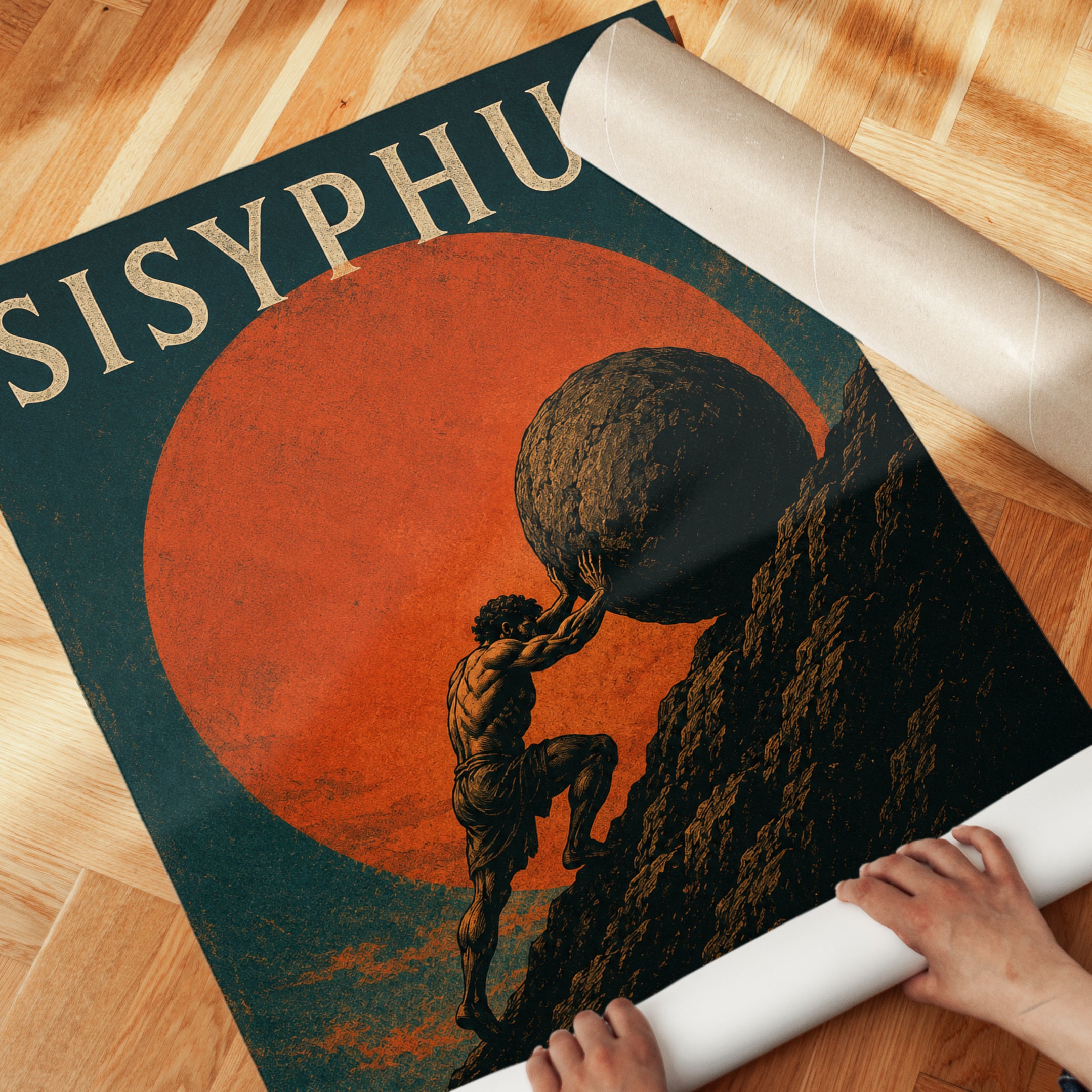 Motivational Wall Art – Sisyphus Myth Print - detail