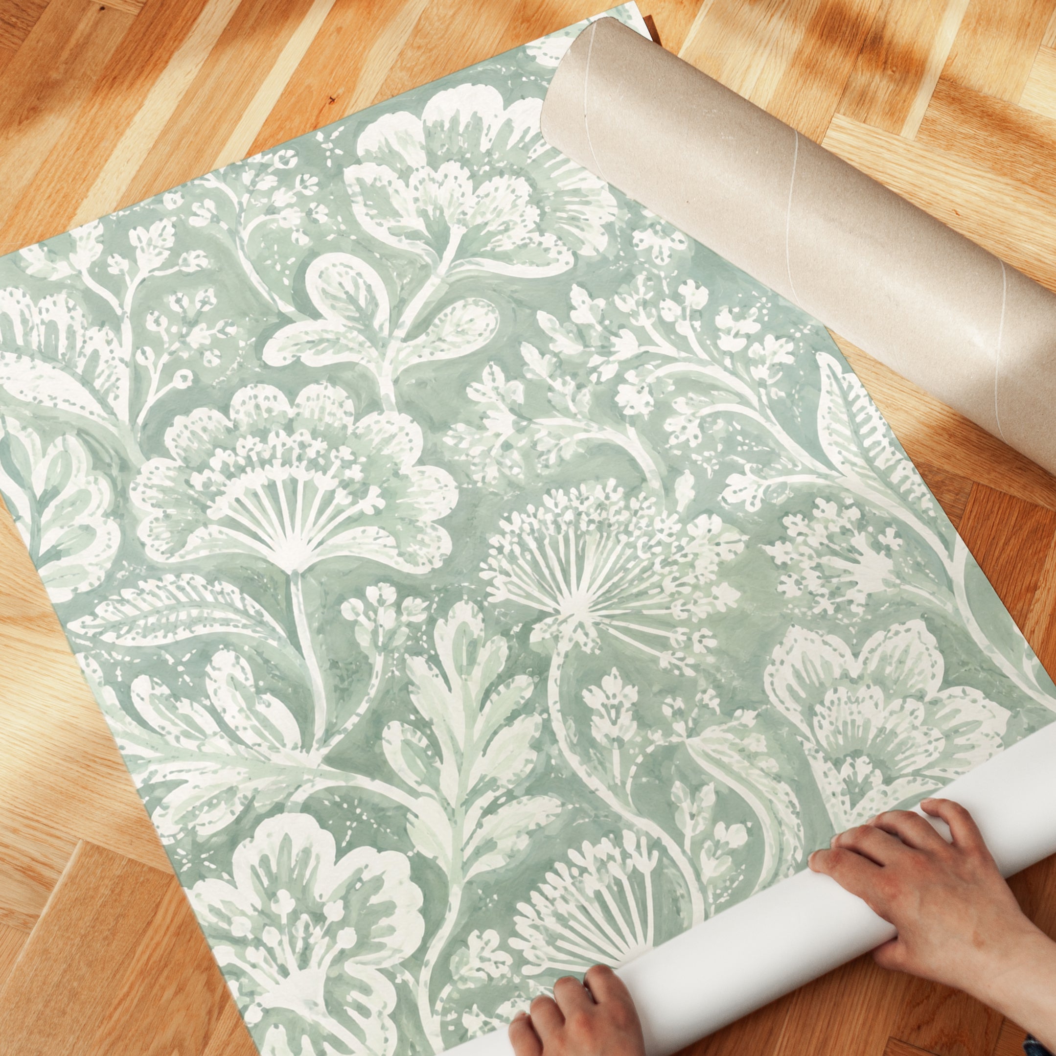 Sage Green Floral Print - detail