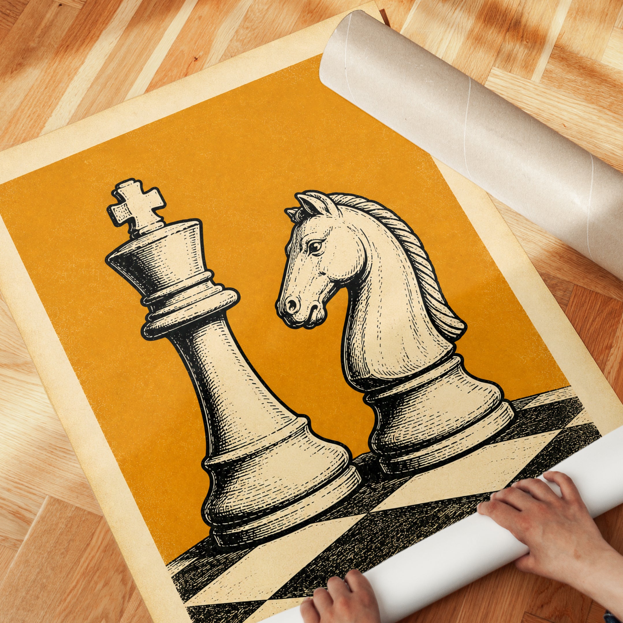 Chess Wall Art – Vintage Typography Print - detail