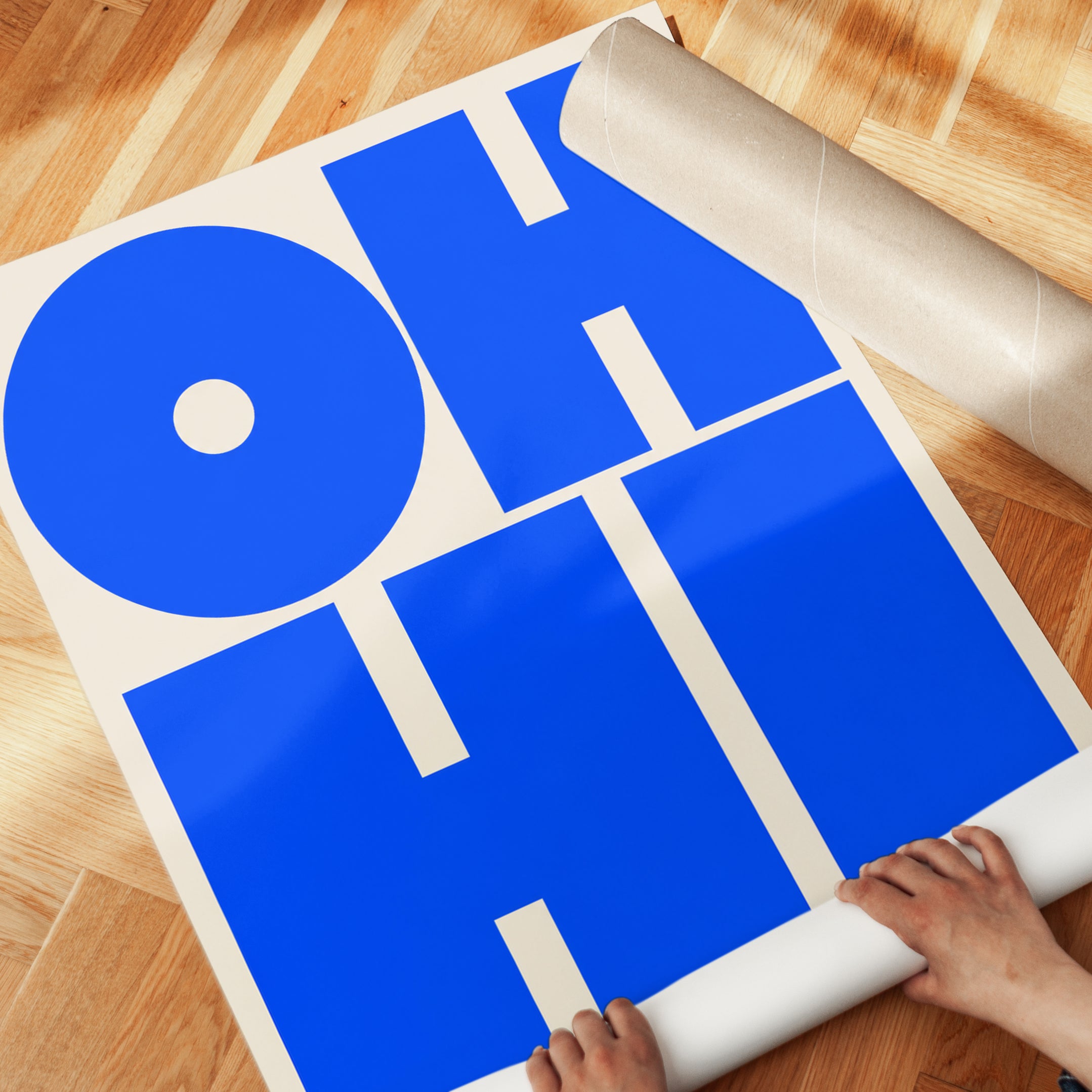 Ohio Typography Print — Bold Blue Geometric Lettering - detail