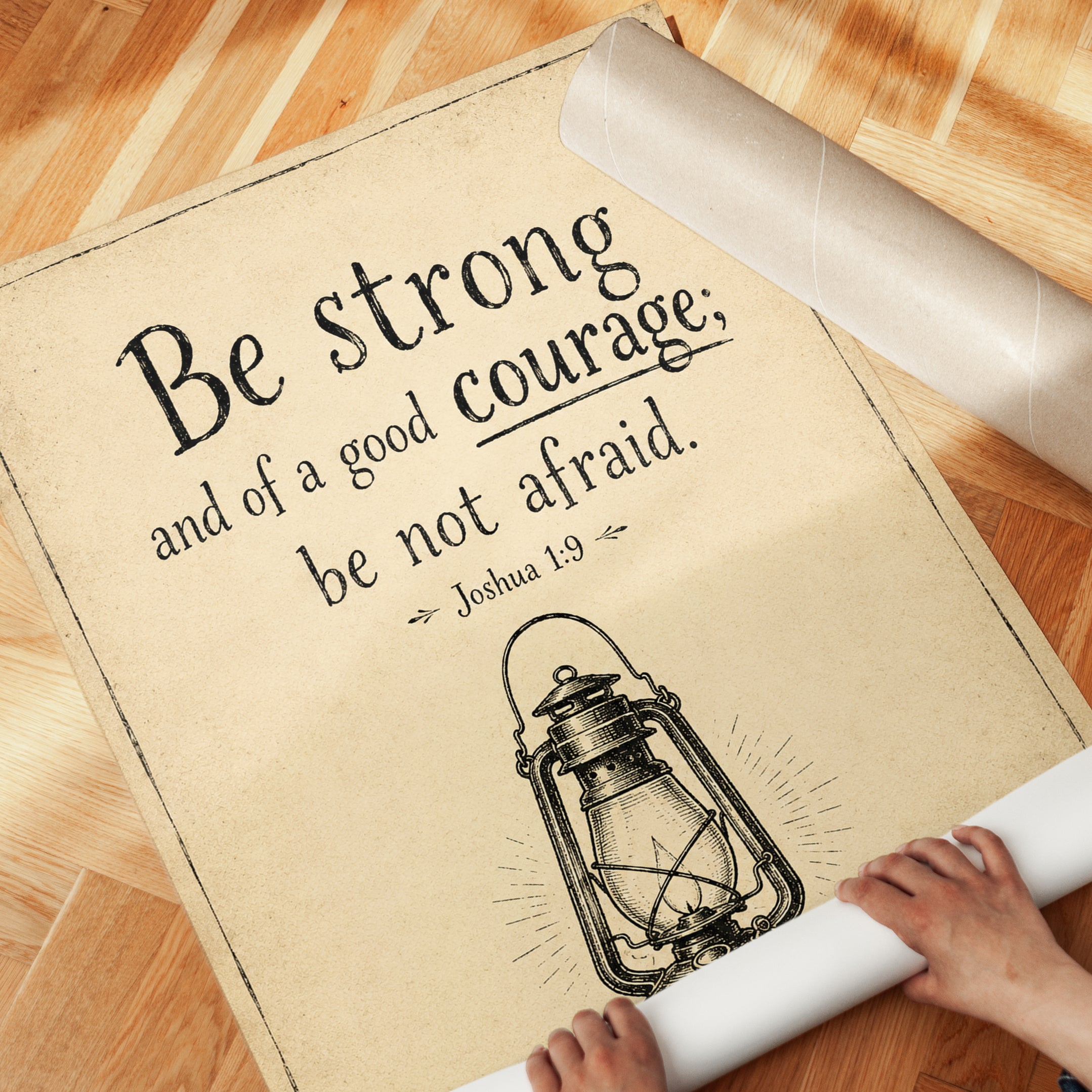 Inspirational Bible Verse Print – Joshua 1:9 - detail