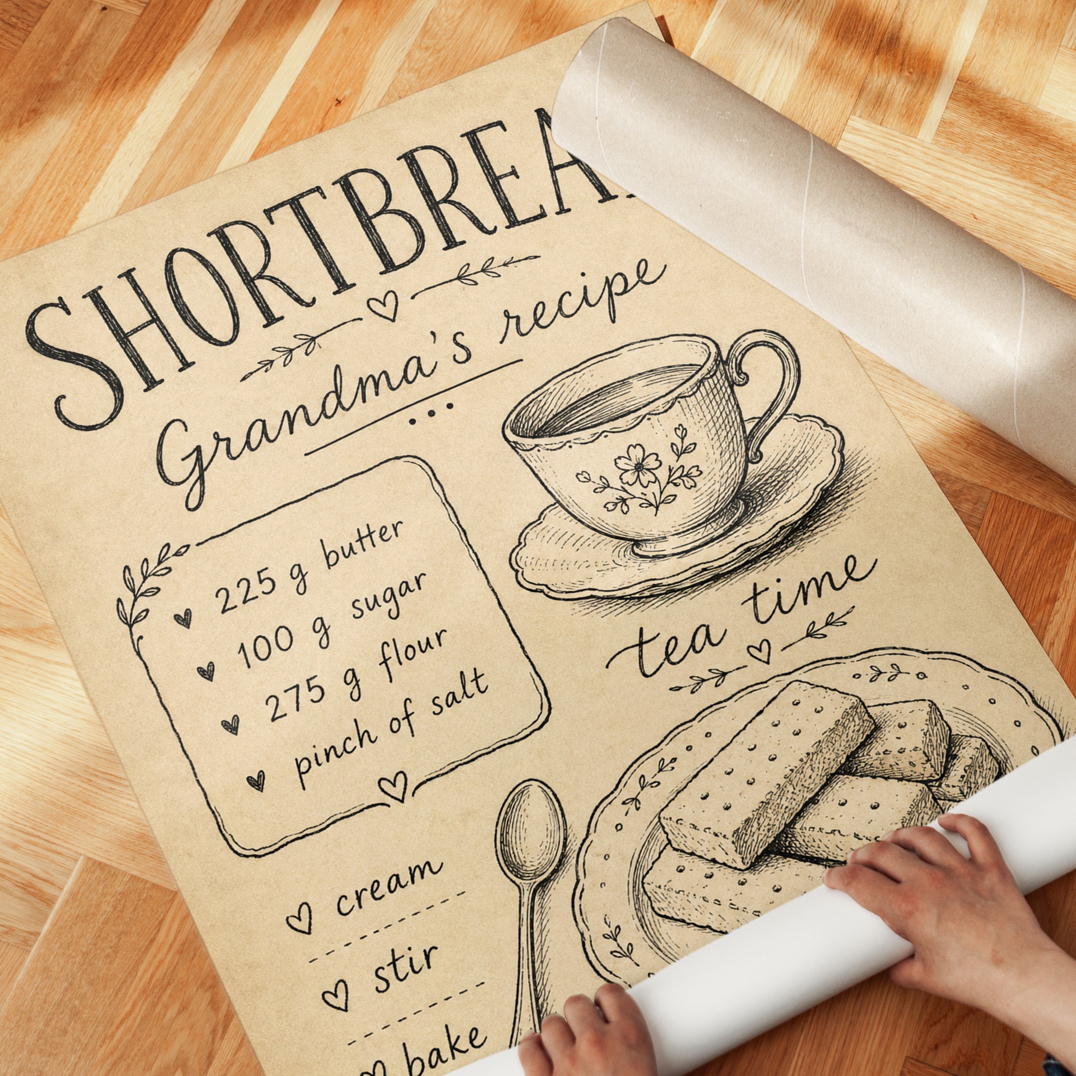 Grandma's Shortbread Recipe Print - detail