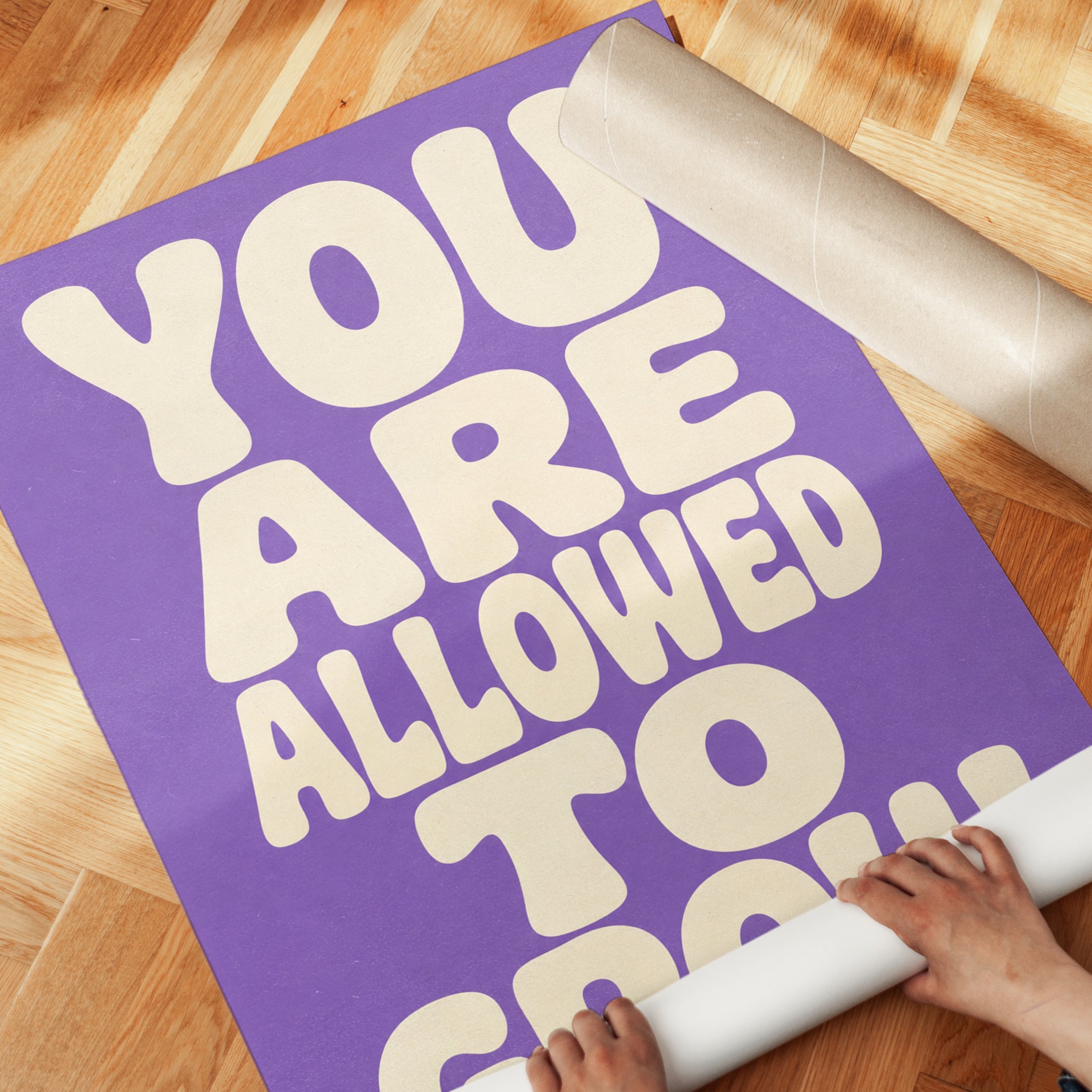 You Are Allowed To Grow Print: Bold Purple Retro Motivational Art - detail